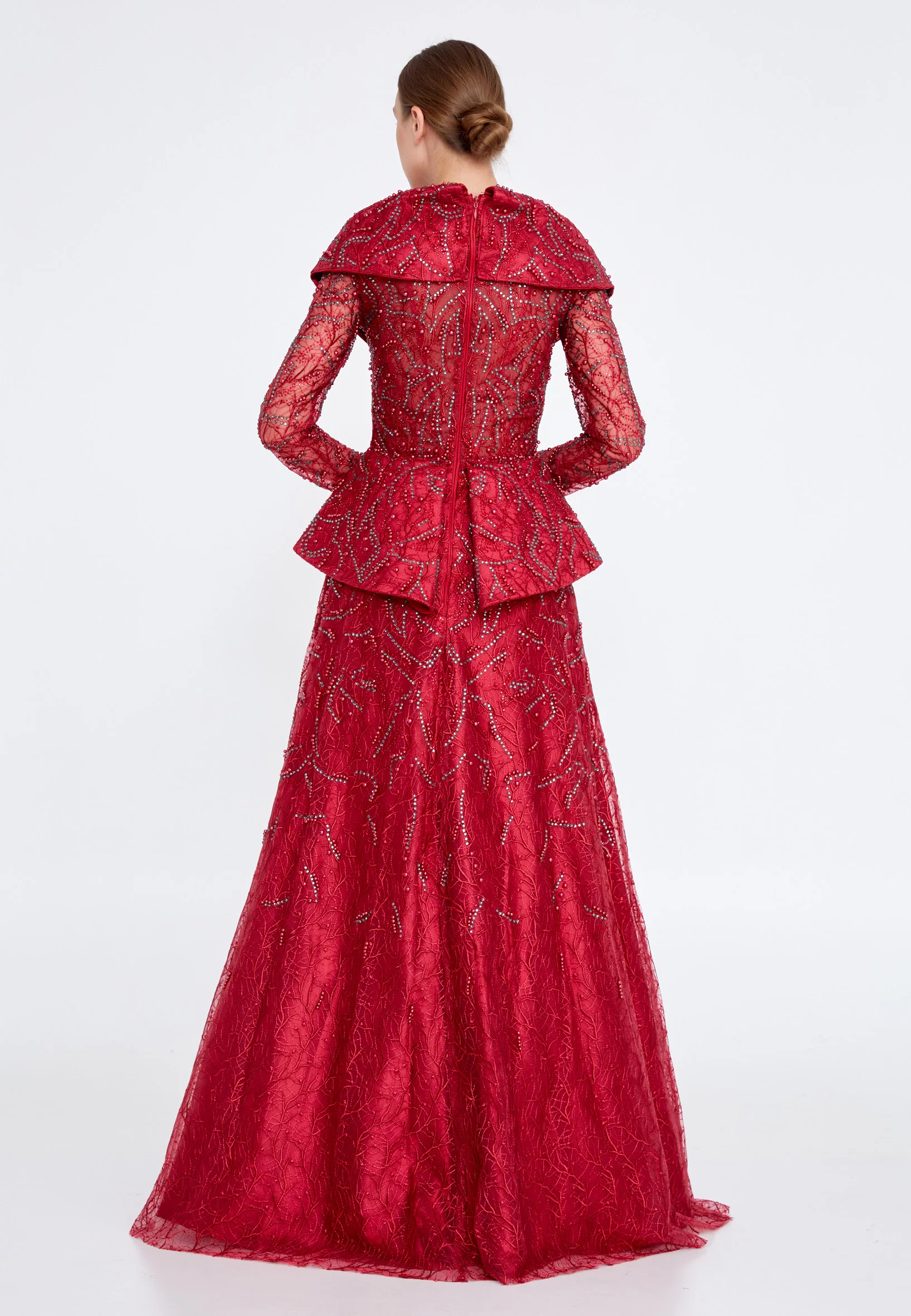 Long Sleeve Maxi Lace Gown Regular Prom Dress knz3094 - Image 2