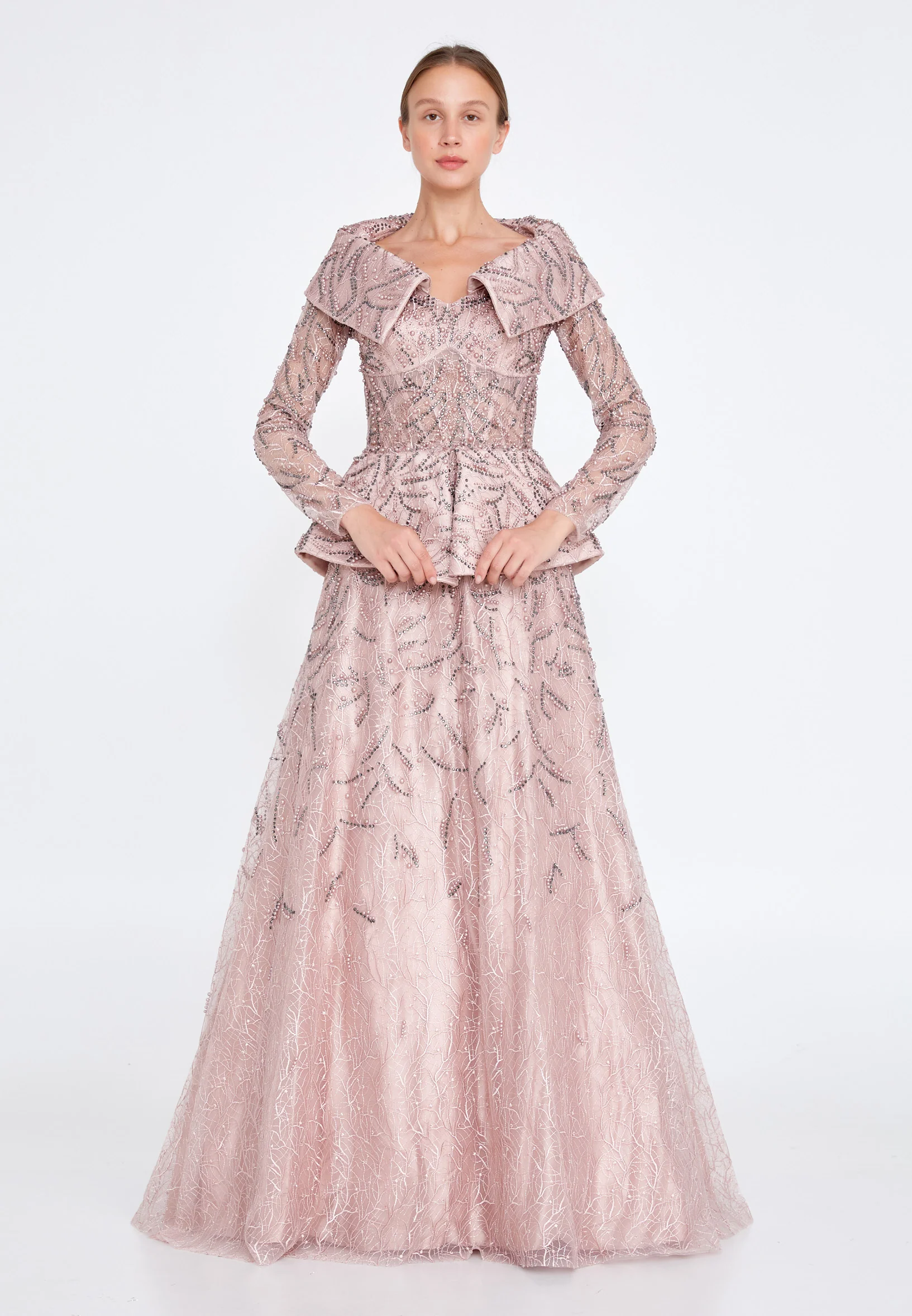 Long Sleeve Maxi Lace Gown Regular Prom Dress knz3094 - Image 5