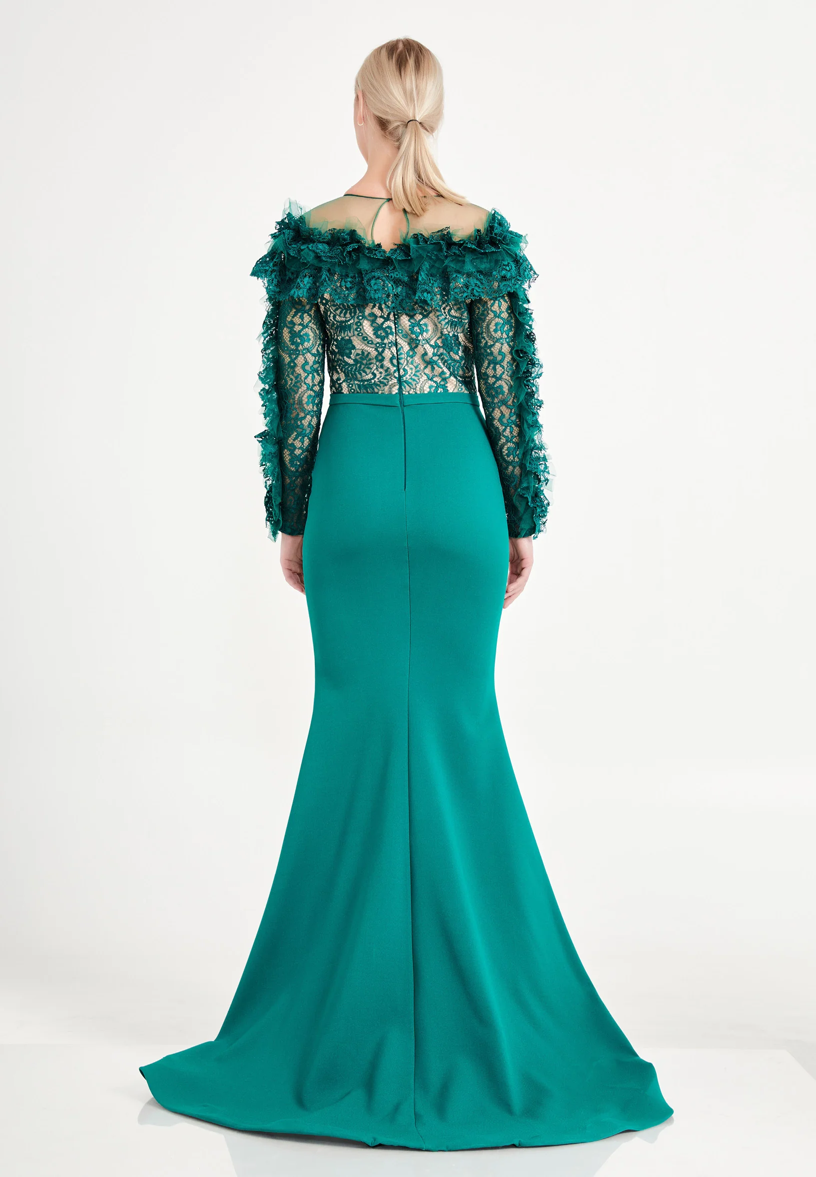 Long Sleeve Maxi Lace Mermaid Regular Evening Dress brq1074 - Image 10