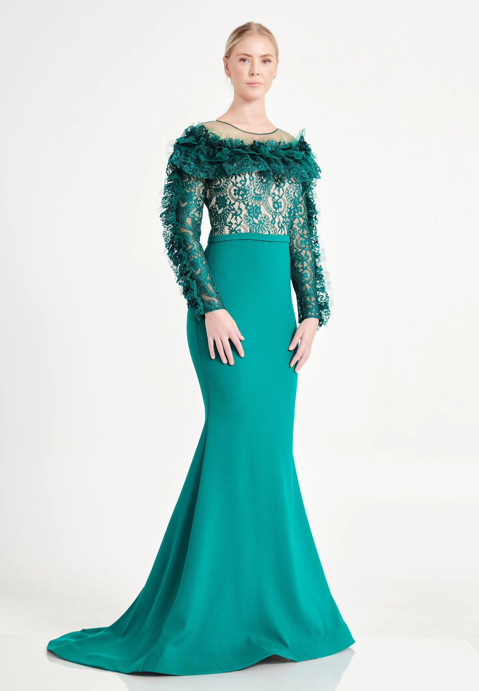 Long Sleeve Maxi Lace Mermaid Regular Evening Dress brq1074 - Image 11