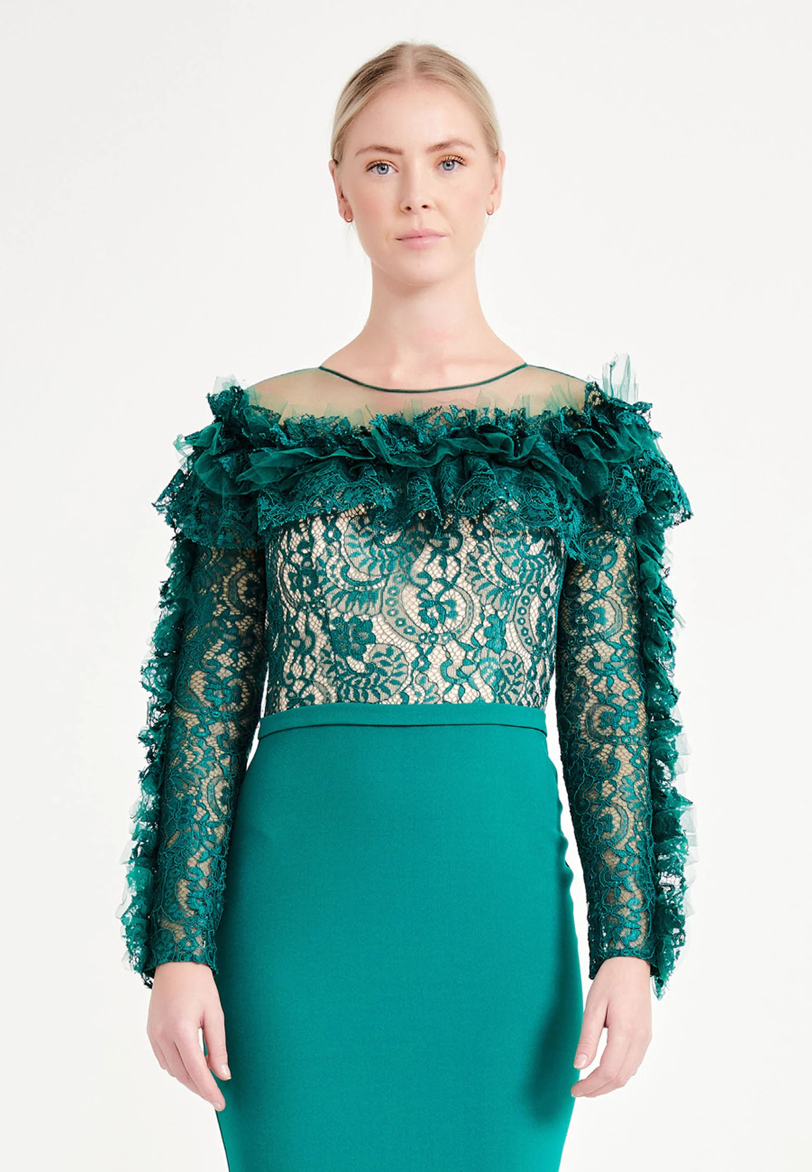 Long Sleeve Maxi Lace Mermaid Regular Evening Dress brq1074 - Image 12