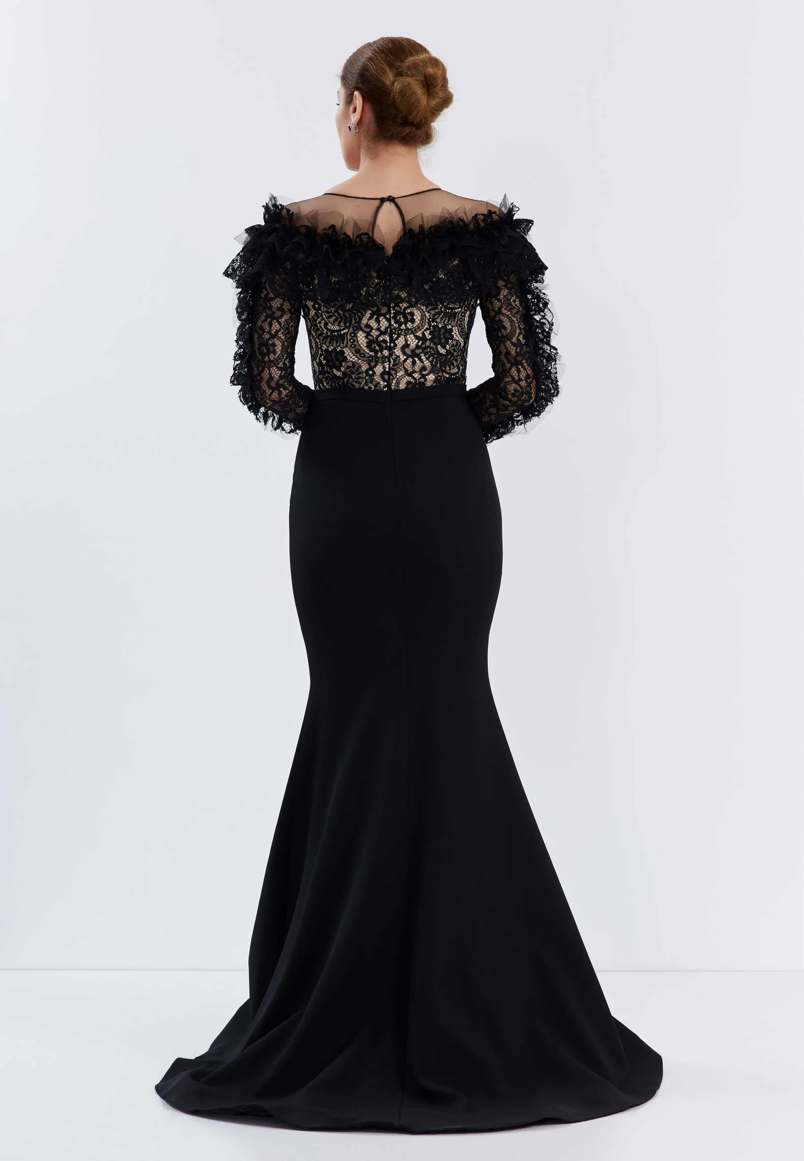 Long Sleeve Maxi Lace Mermaid Regular Evening Dress brq1074 - Image 2