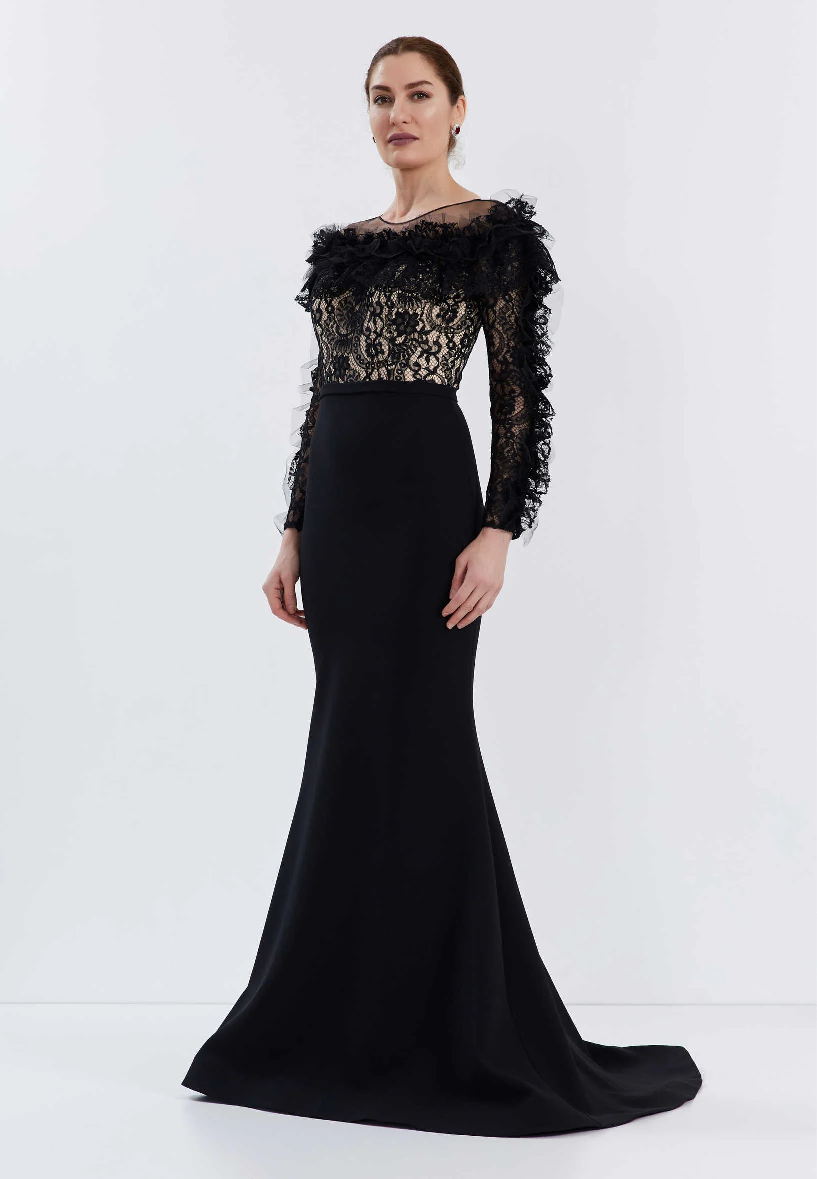 Long Sleeve Maxi Lace Mermaid Regular Evening Dress brq1074 - Image 3