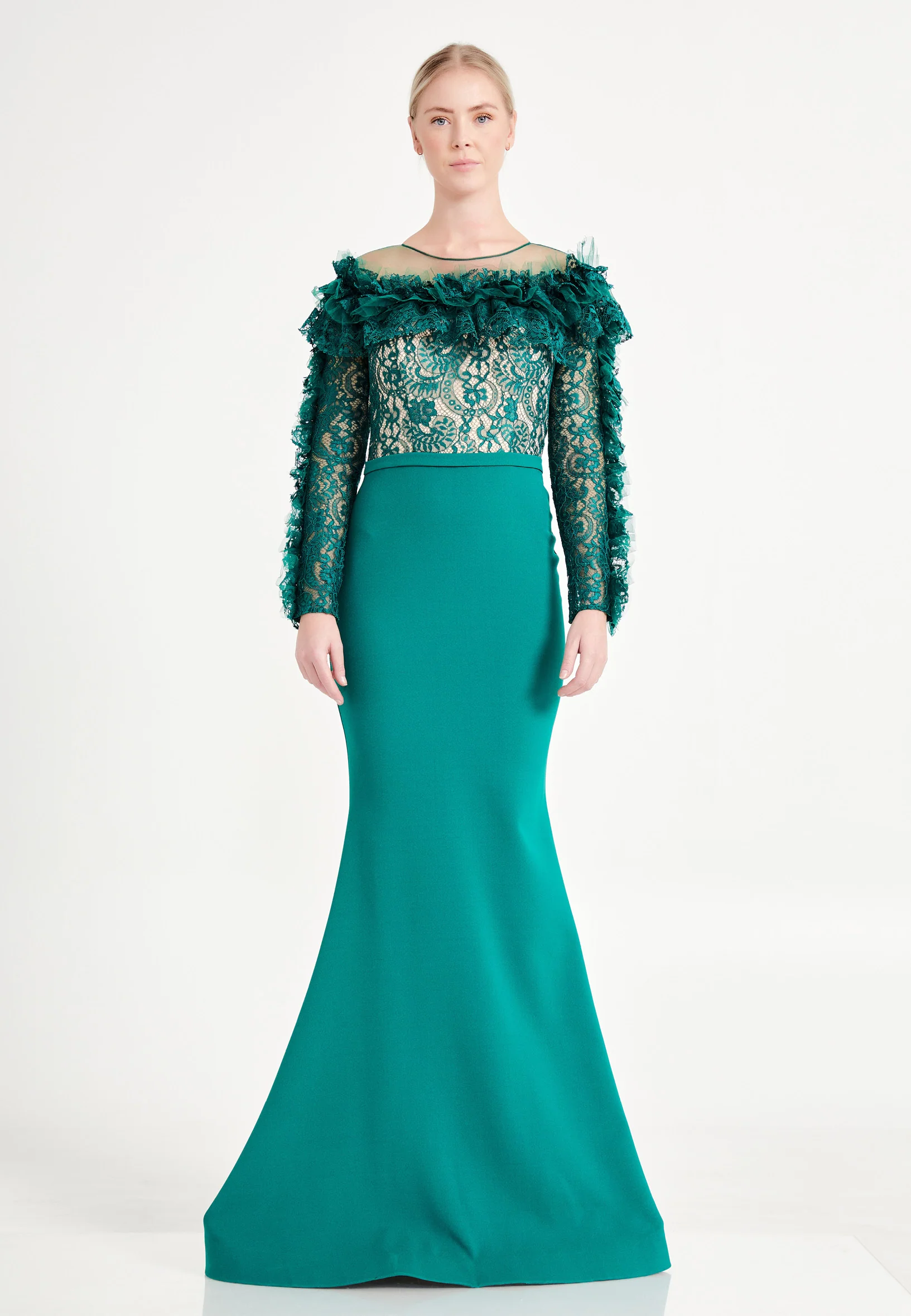Long Sleeve Maxi Lace Mermaid Regular Evening Dress brq1074 - Image 9