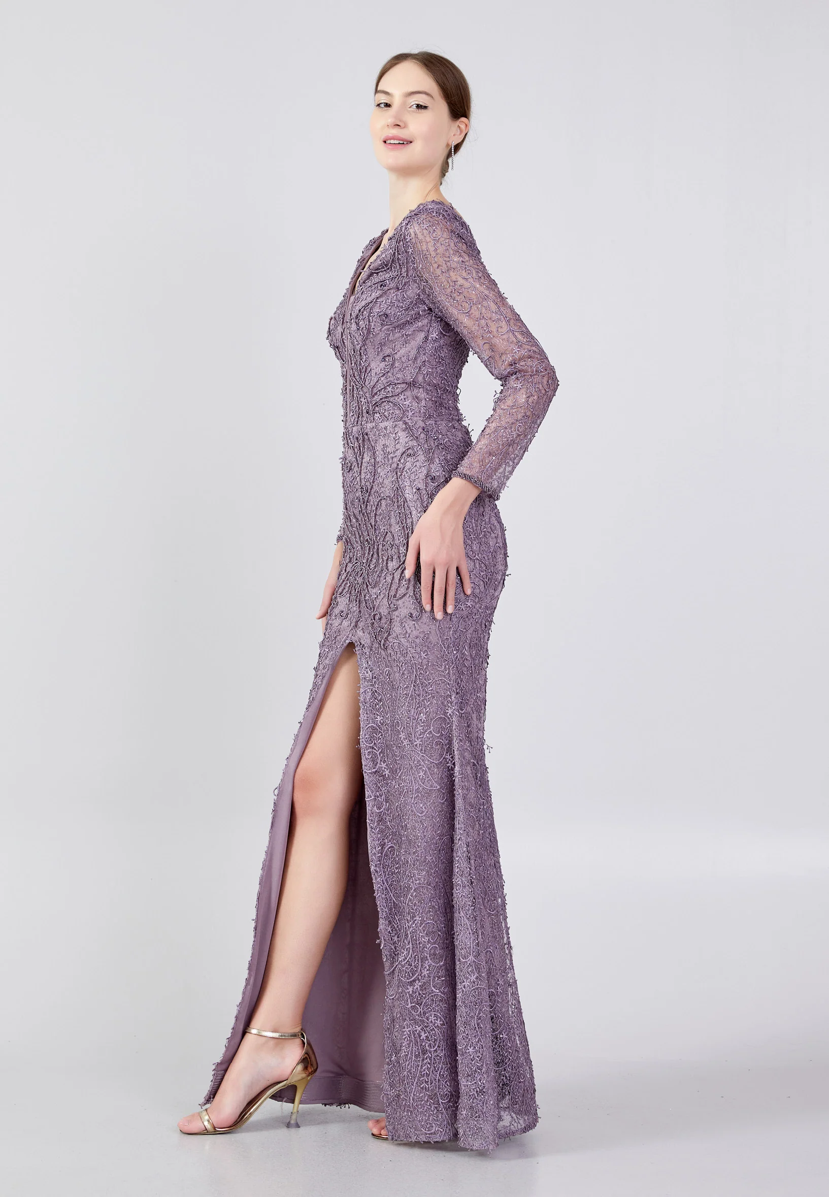 Long Sleeve Maxi Lace Mermaid Regular Prom Dress liw1146 - Image 7