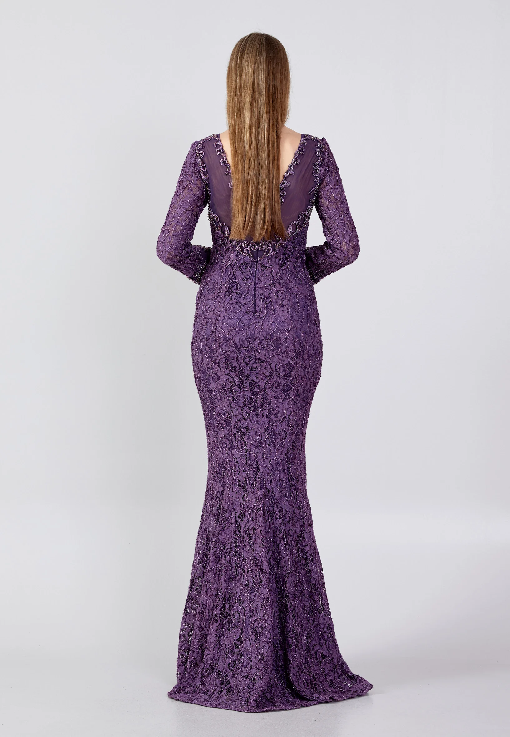 Long Sleeve Maxi Lace Mermaid Regular Wedding Guest Dress ppl00381 - Image 2