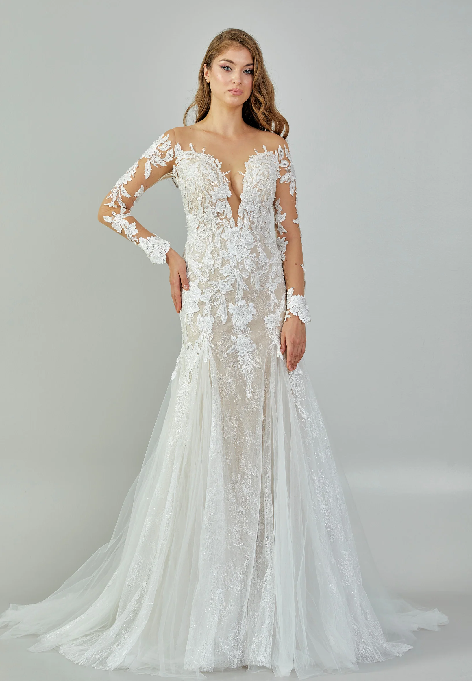 Long Sleeve Maxi Lace Regular Wedding Dress abb22076