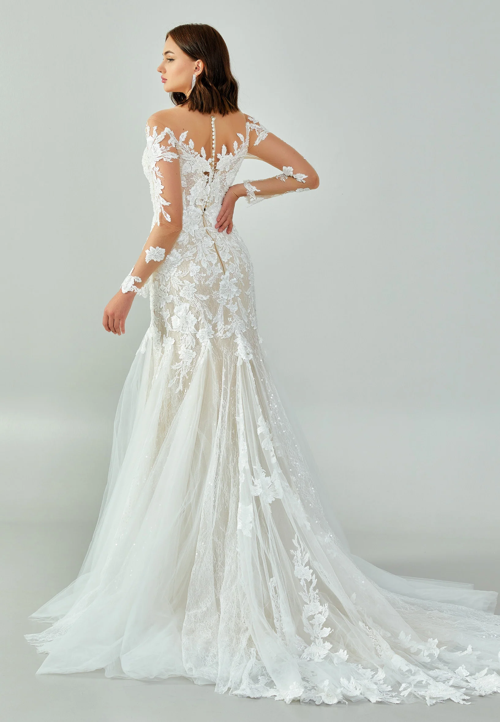 Long Sleeve Maxi Lace Regular Wedding Dress abb22076 - Image 12