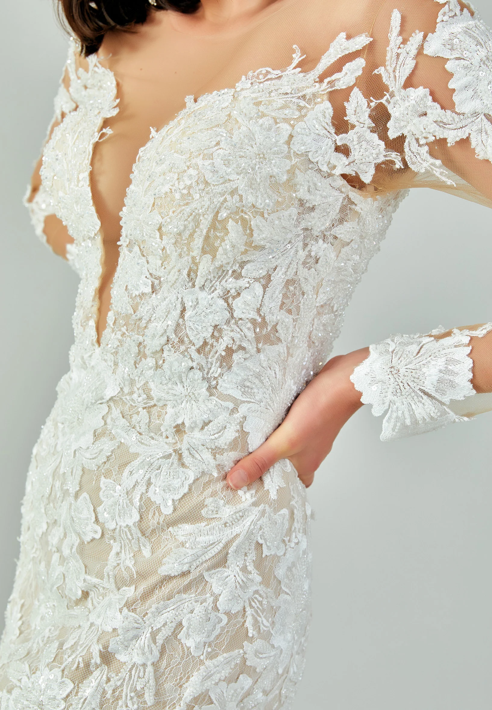 Long Sleeve Maxi Lace Regular Wedding Dress abb22076 - Image 14