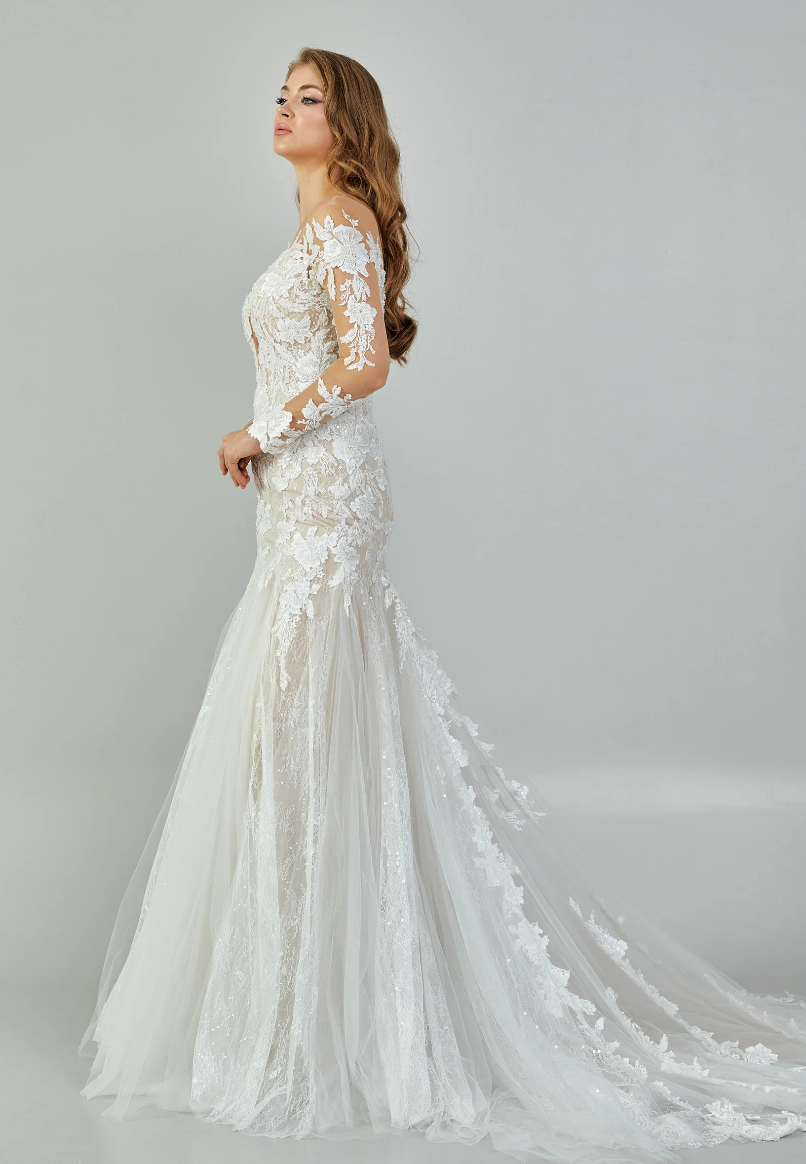 Long Sleeve Maxi Lace Regular Wedding Dress abb22076 - Image 6