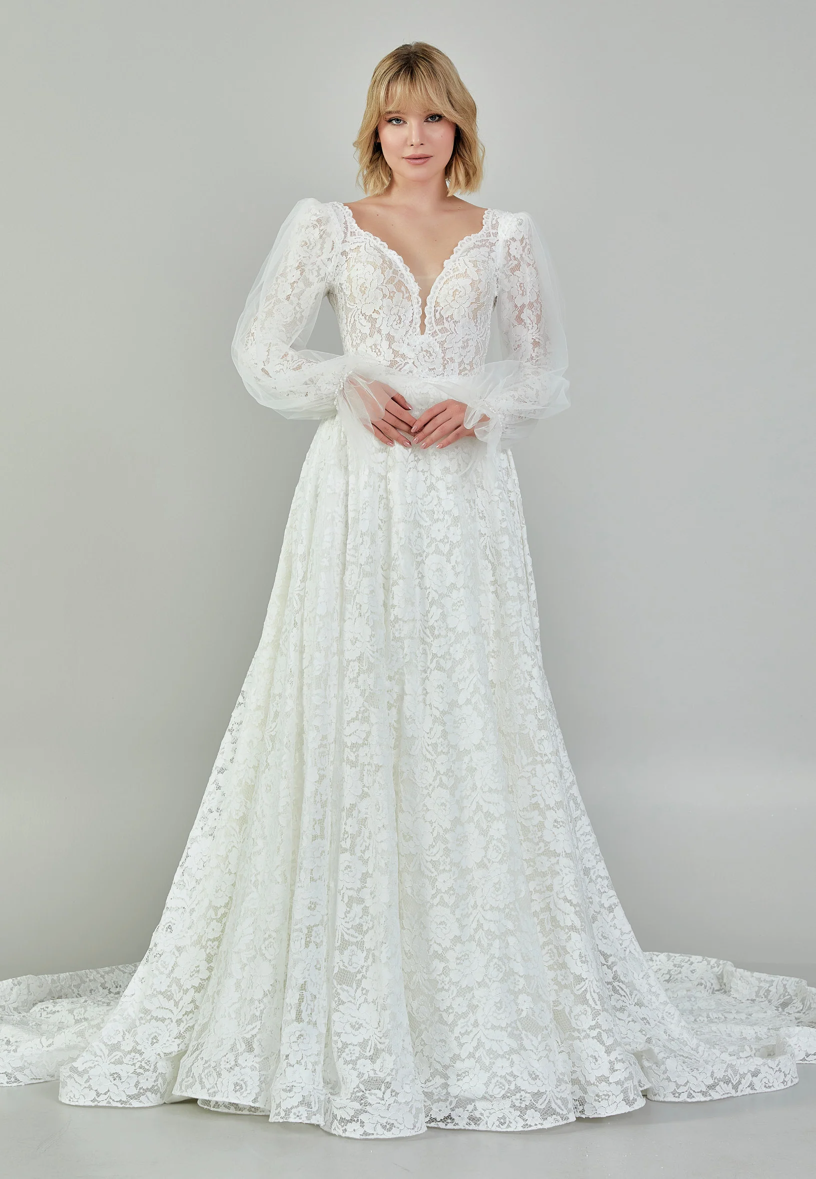Long Sleeve Maxi Lace Regular Wedding Dress bnc9004
