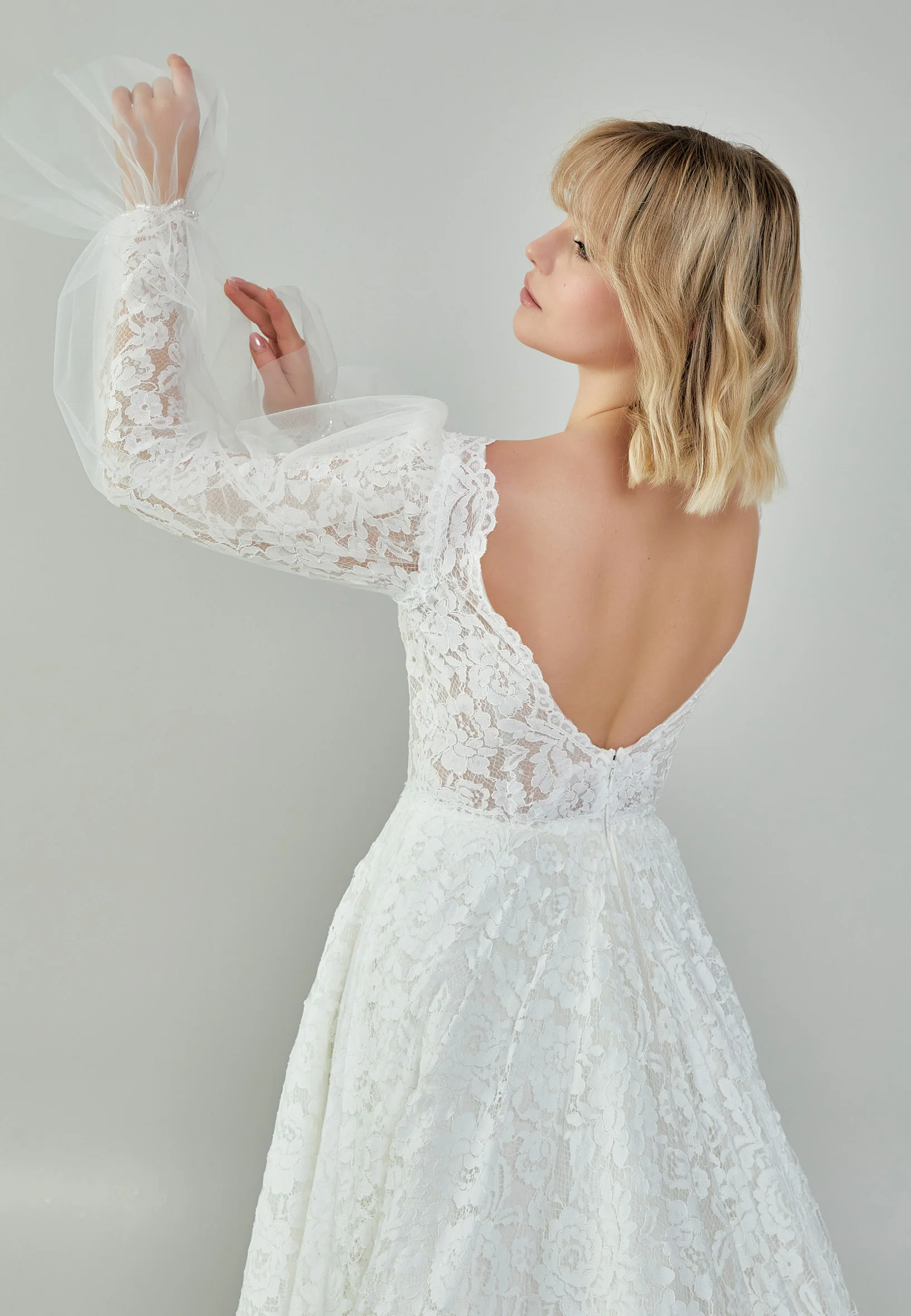 Long Sleeve Maxi Lace Regular Wedding Dress bnc9004 - Image 5