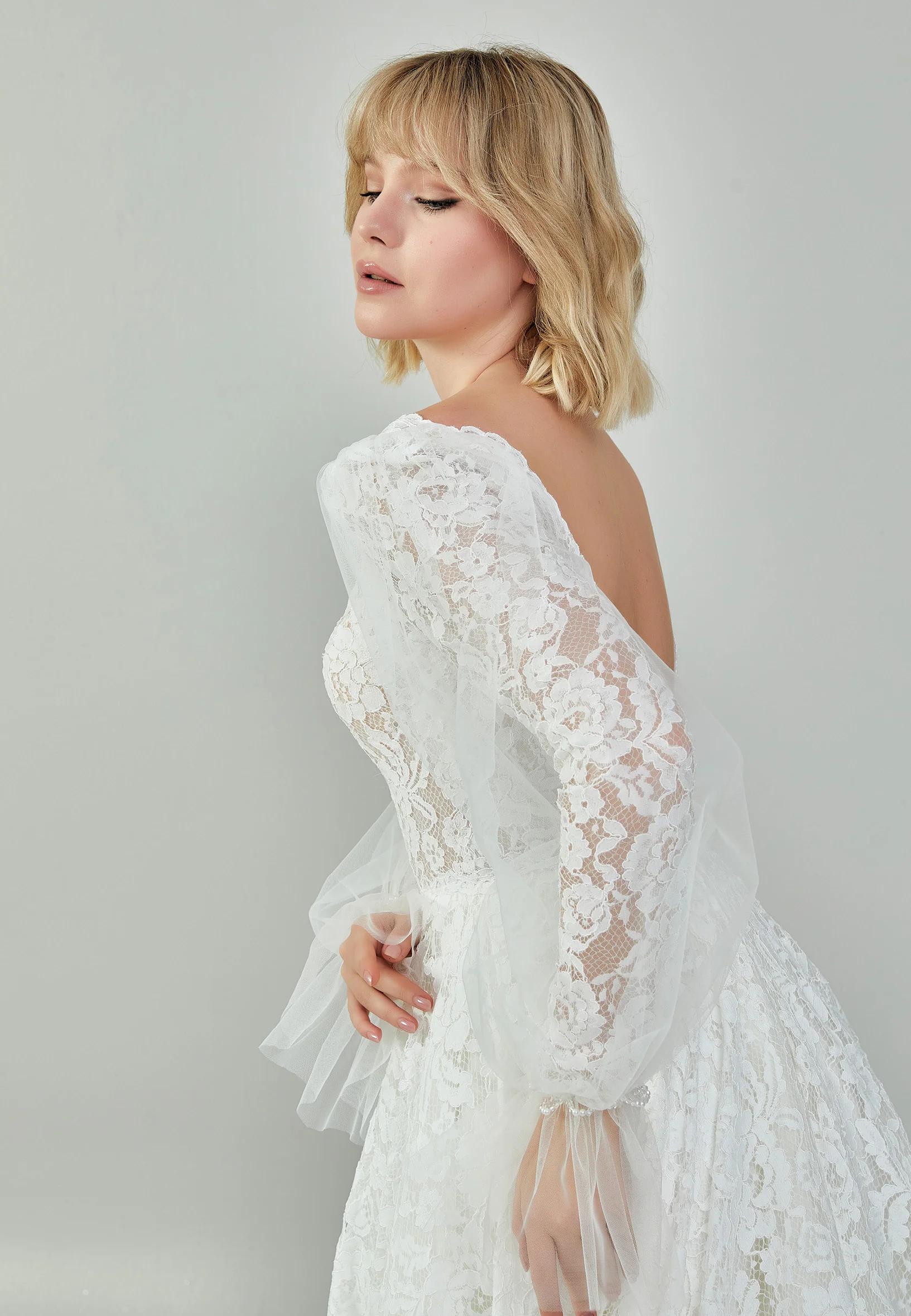 Long Sleeve Maxi Lace Regular Wedding Dress bnc9004 - Image 6