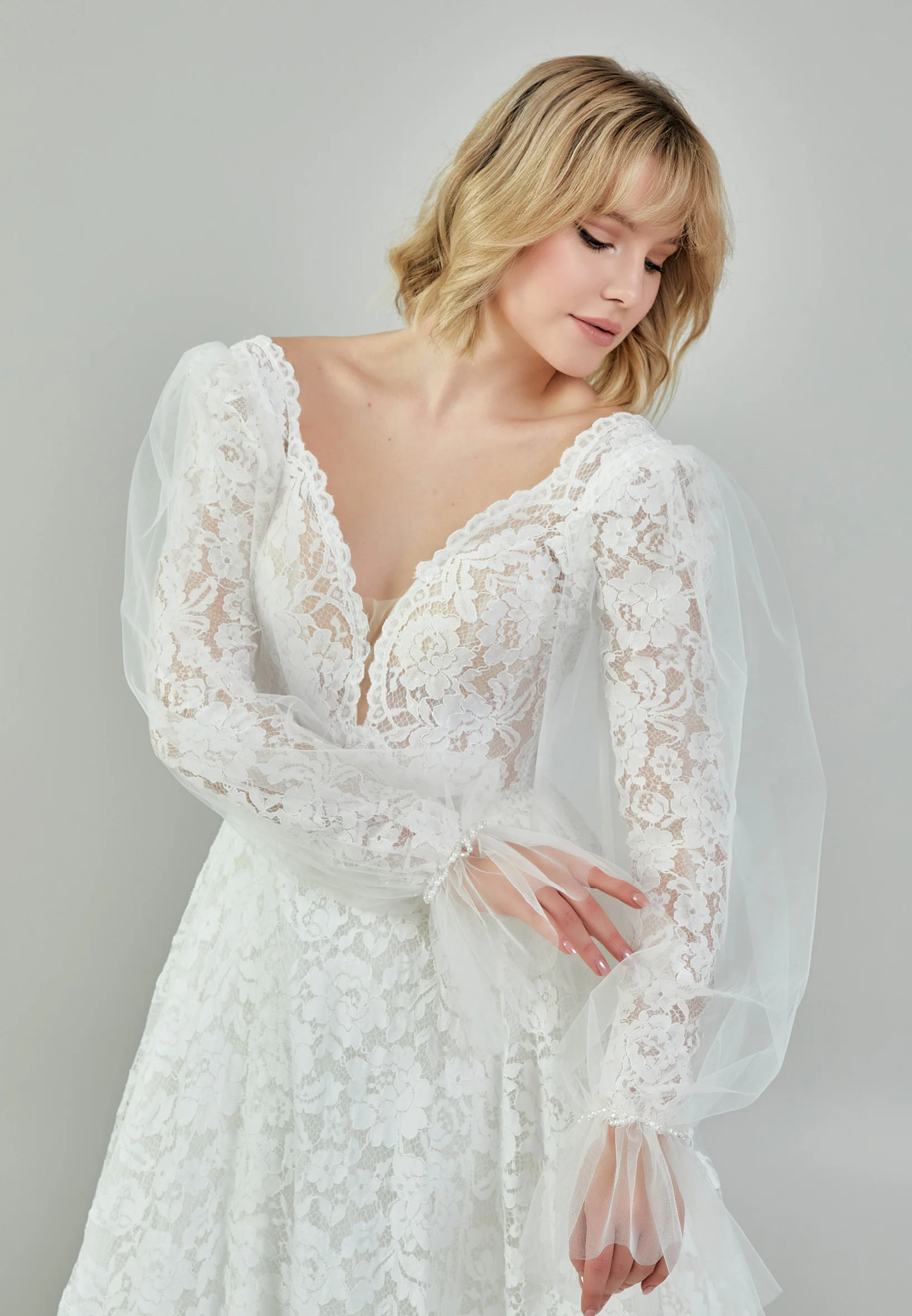 Long Sleeve Maxi Lace Regular Wedding Dress bnc9004 - Image 8