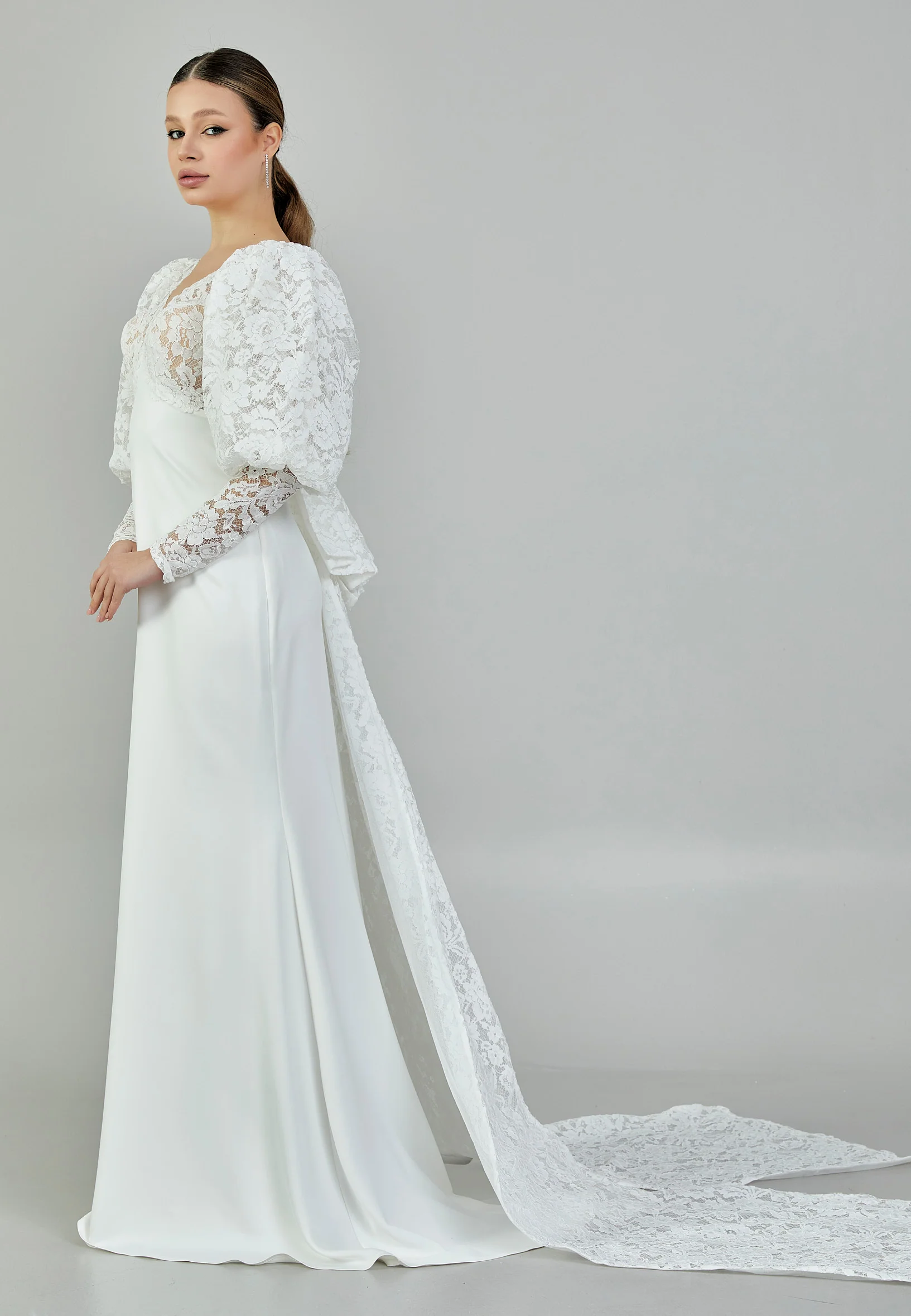 Long Sleeve Maxi Lace Regular Wedding Dress bnc9052 - Image 6