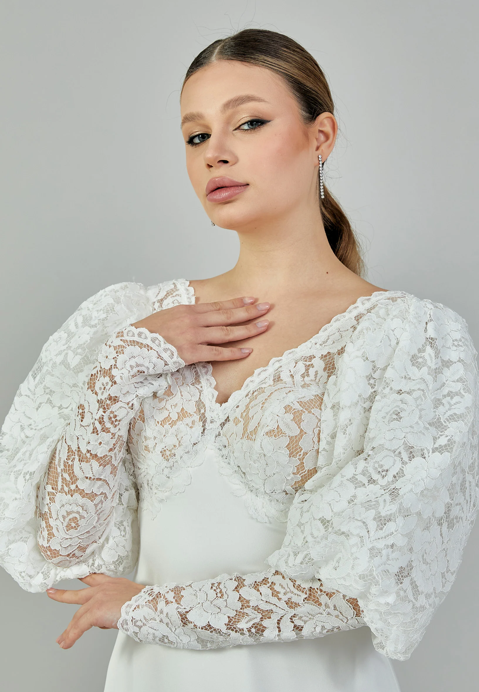 Long Sleeve Maxi Lace Regular Wedding Dress bnc9052 - Image 8