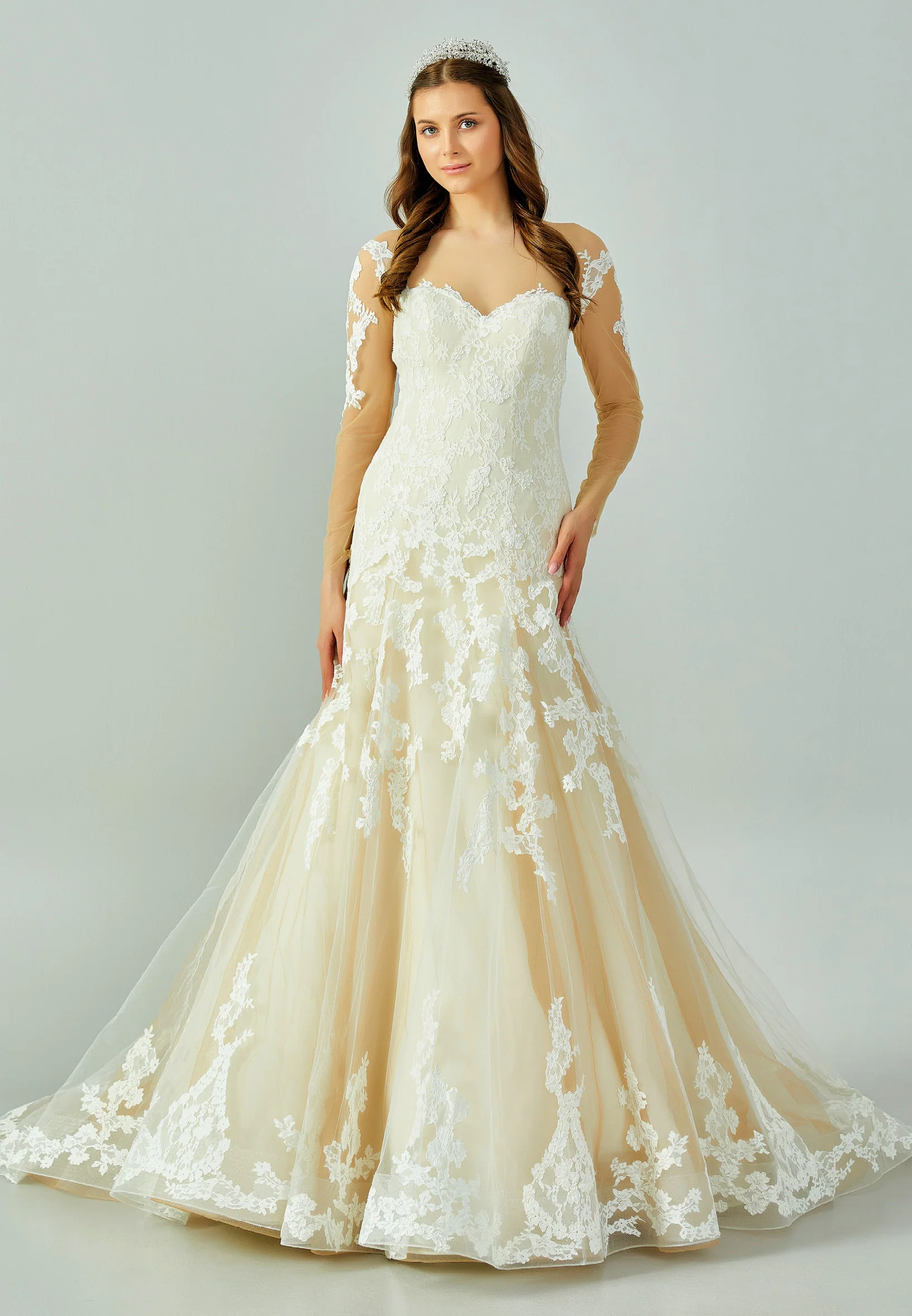 Long Sleeve Maxi Lace Regular Wedding Dress enz00452