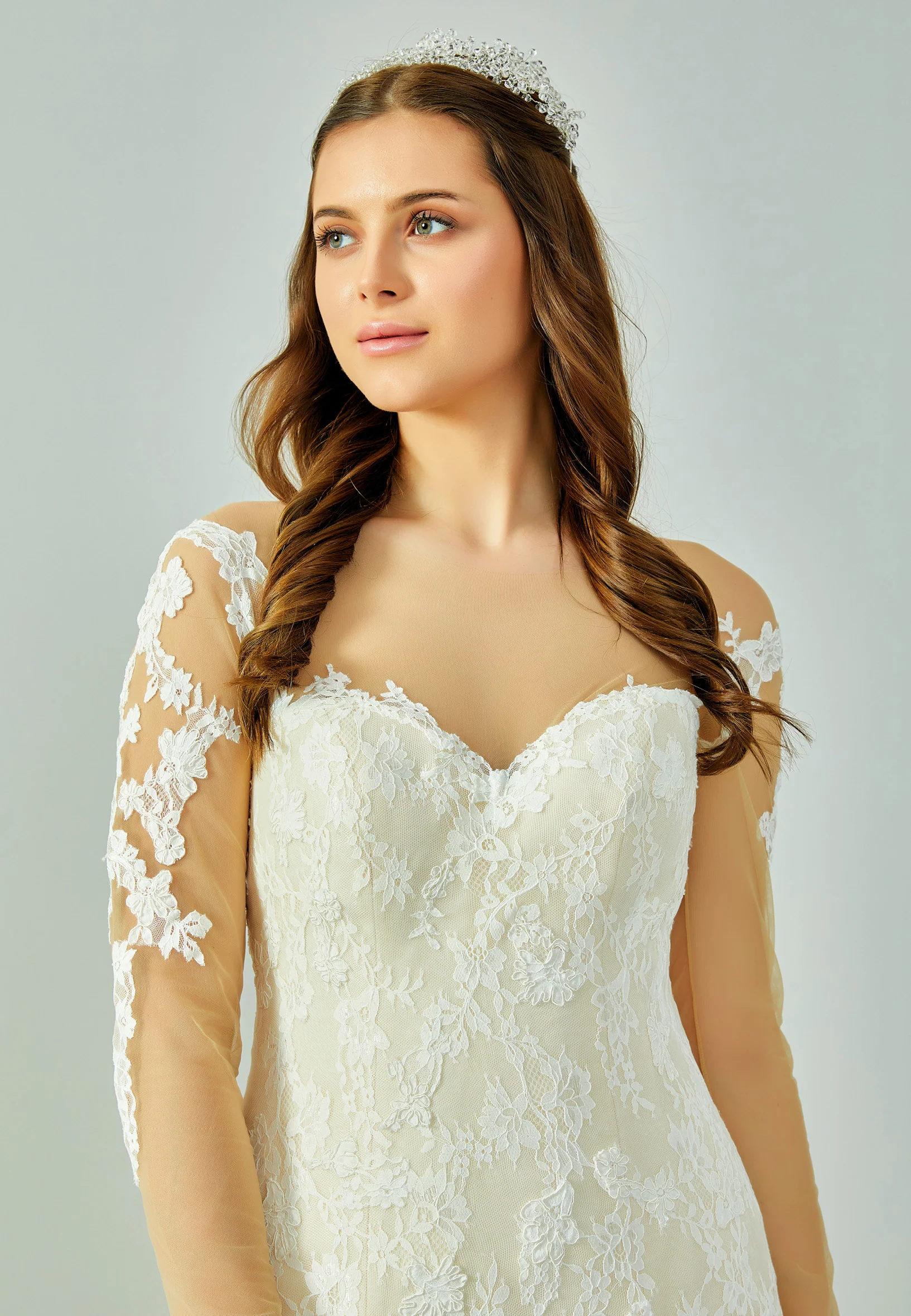 Long Sleeve Maxi Lace Regular Wedding Dress enz00452 - Image 2