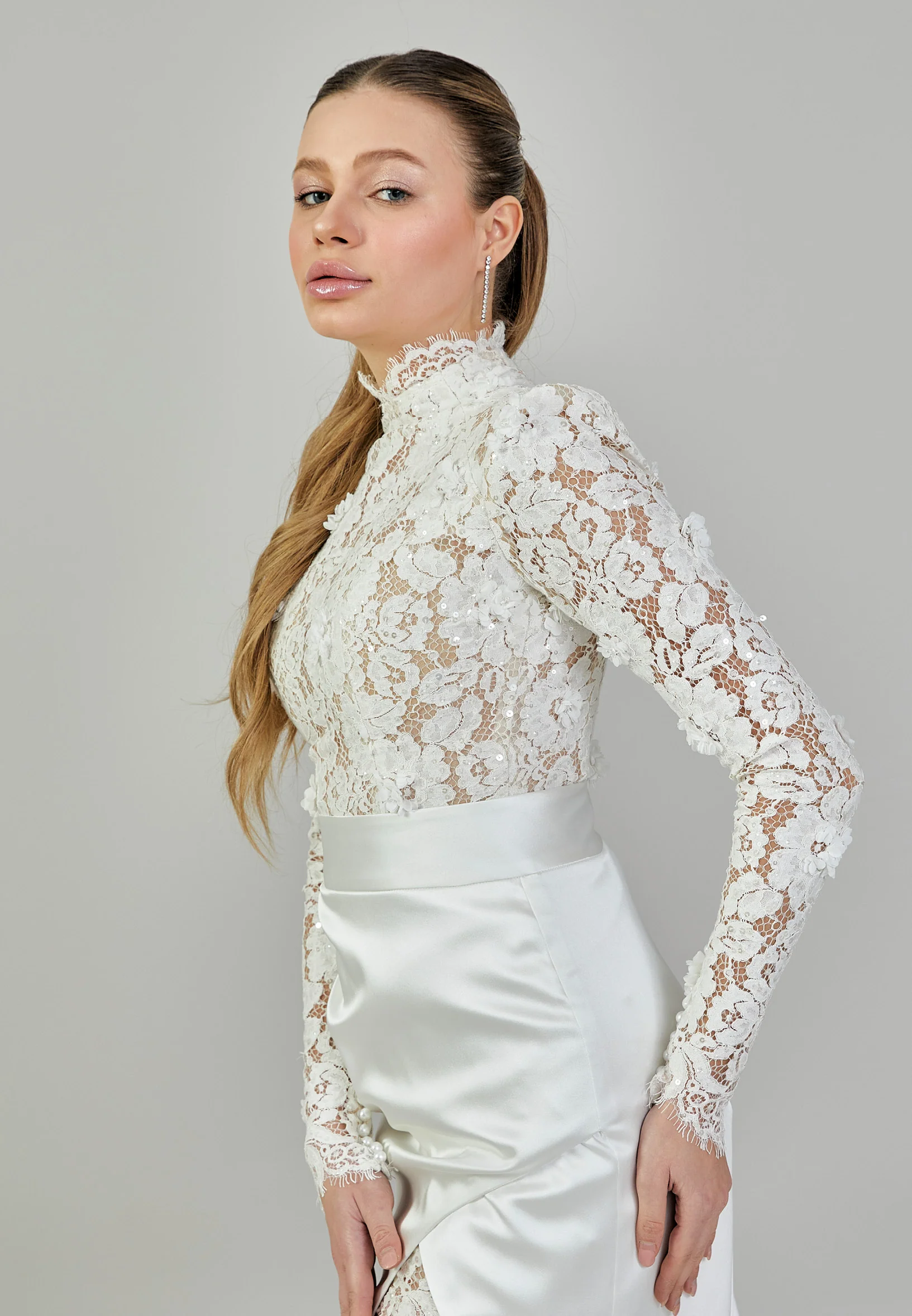Long Sleeve Maxi Lace Regular Wedding Dress rlb1799 - Image 2