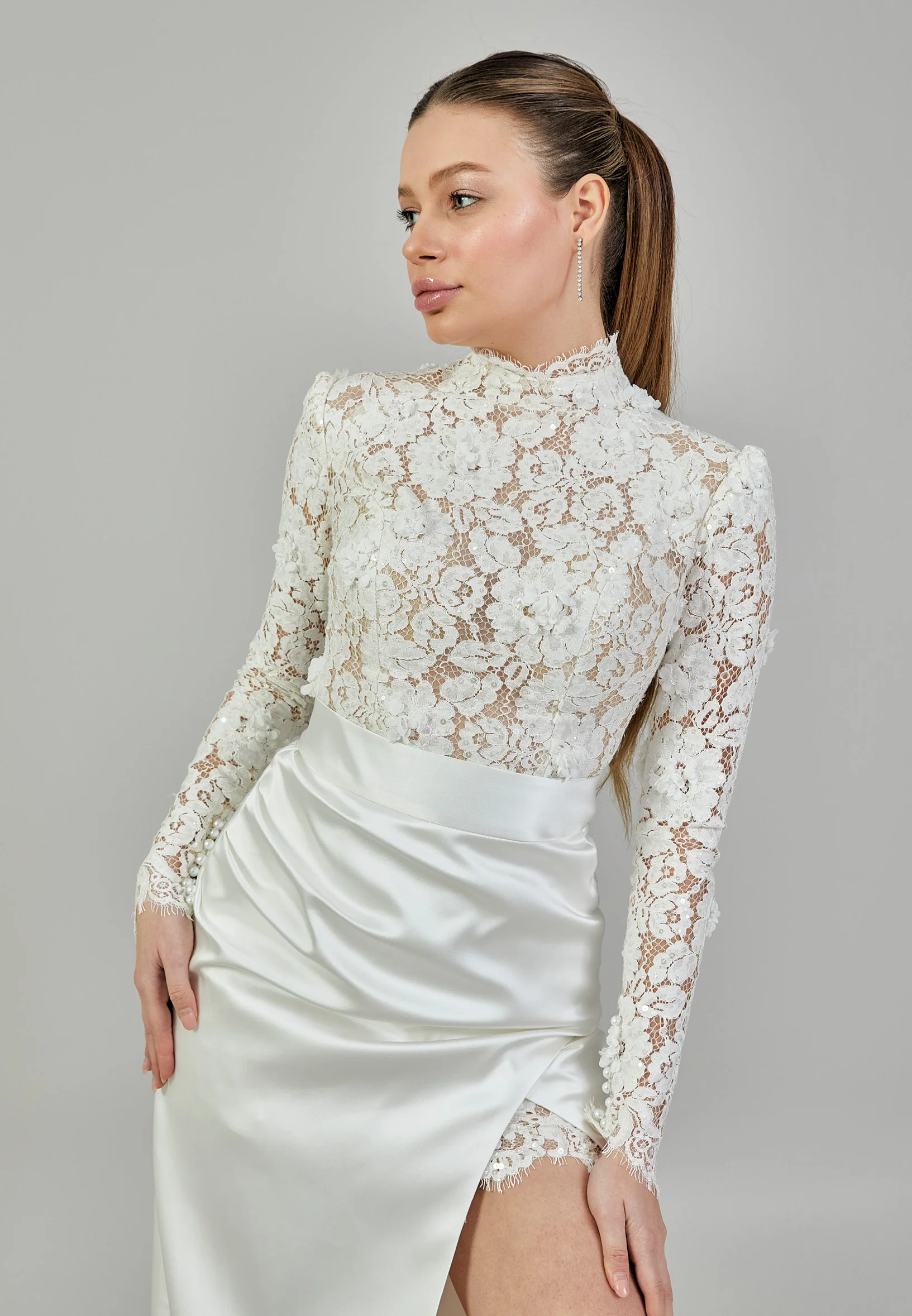 Long Sleeve Maxi Lace Regular Wedding Dress rlb1799 - Image 3