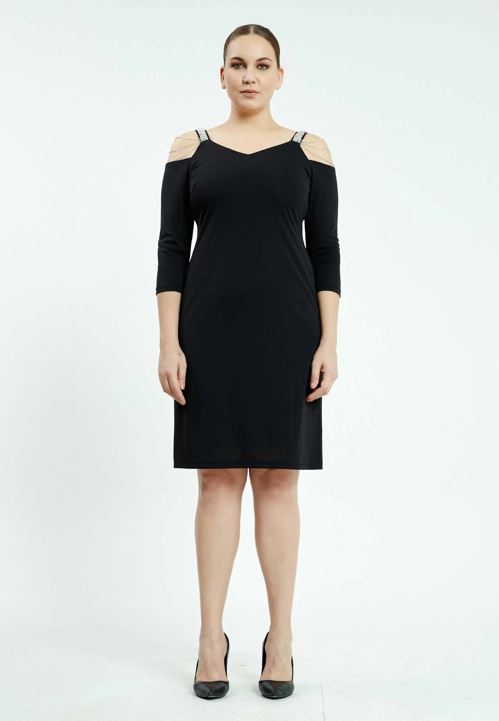 Long Sleeve Maxi Lycra Column Plus Size Casual Dress ayb18k6933