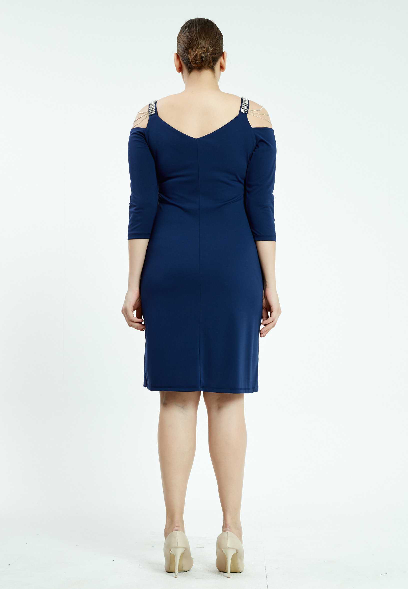 Long Sleeve Maxi Lycra Column Plus Size Casual Dress ayb18k6933 - Image 6