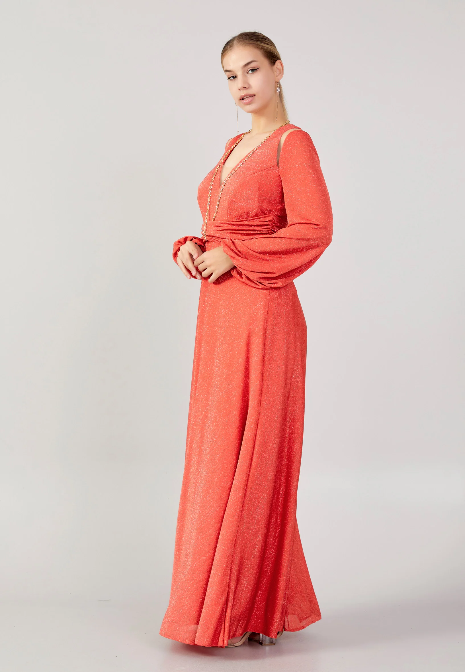 Long Sleeve Maxi Lycra Column Plus Size Wedding Guest Dress prl754 - Image 11