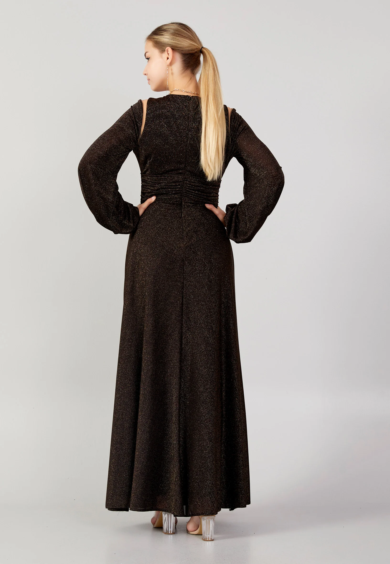 Long Sleeve Maxi Lycra Column Plus Size Wedding Guest Dress prl754 - Image 2