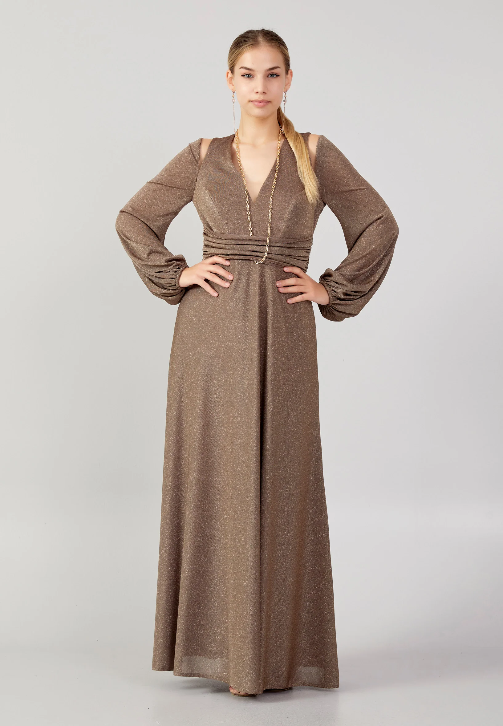 Long Sleeve Maxi Lycra Column Plus Size Wedding Guest Dress prl754 - Image 5