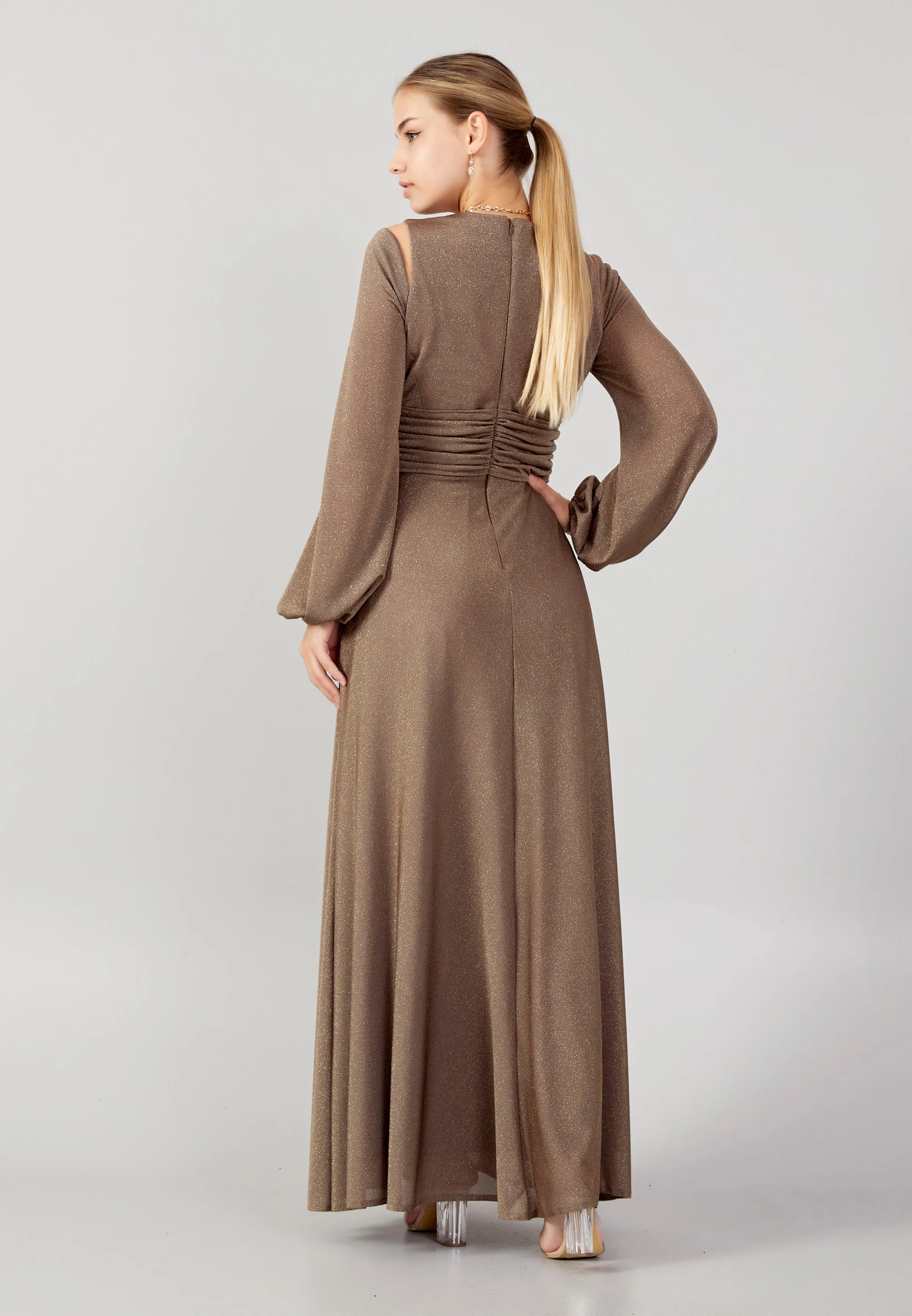 Long Sleeve Maxi Lycra Column Plus Size Wedding Guest Dress prl754 - Image 6