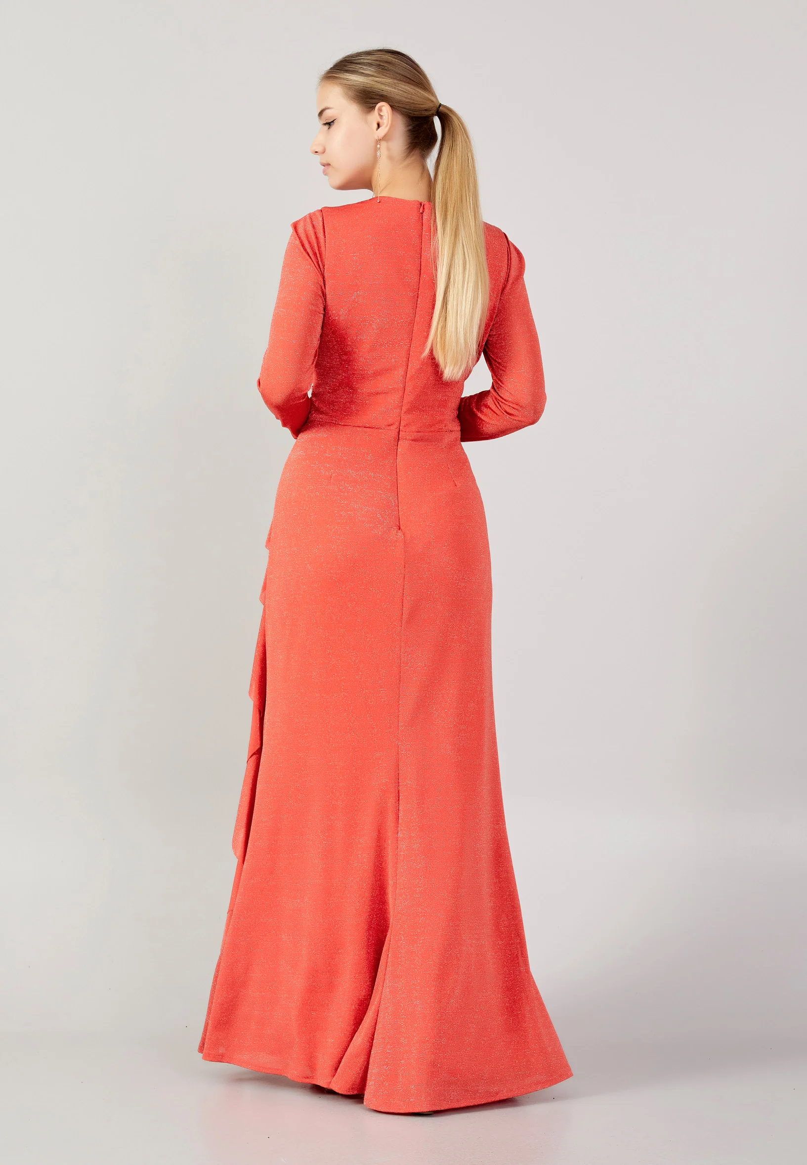 Long Sleeve Maxi Lycra Column Plus Size Wedding Guest Dress prl759-b - Image 14