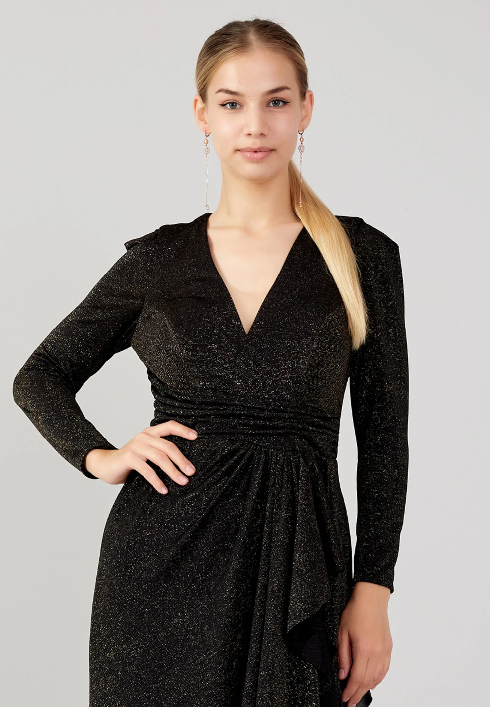 Long Sleeve Maxi Lycra Column Plus Size Wedding Guest Dress prl759-b - Image 4