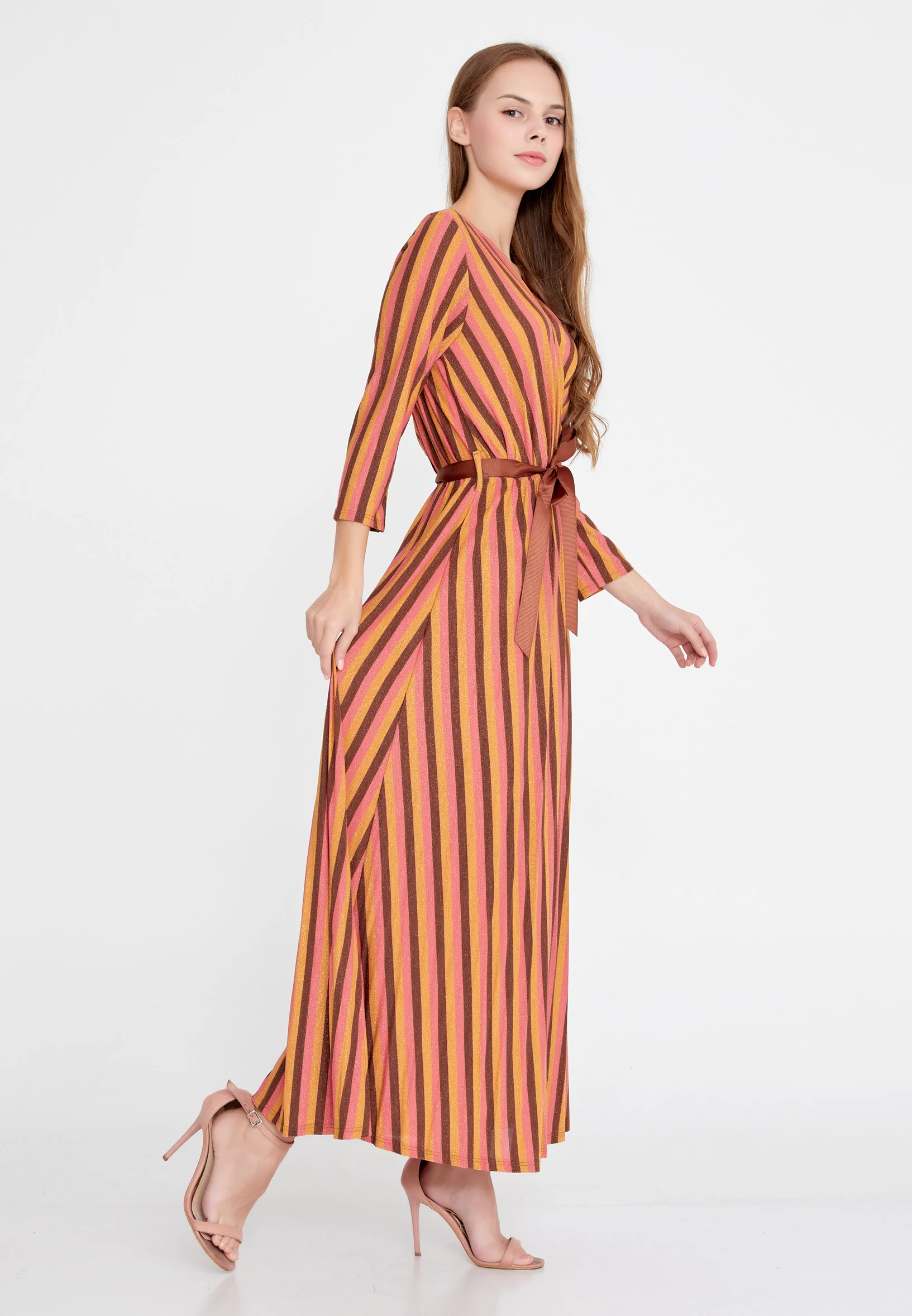 Long Sleeve Maxi Lycra Column Regular Casual Dress esl072abito - Image 15