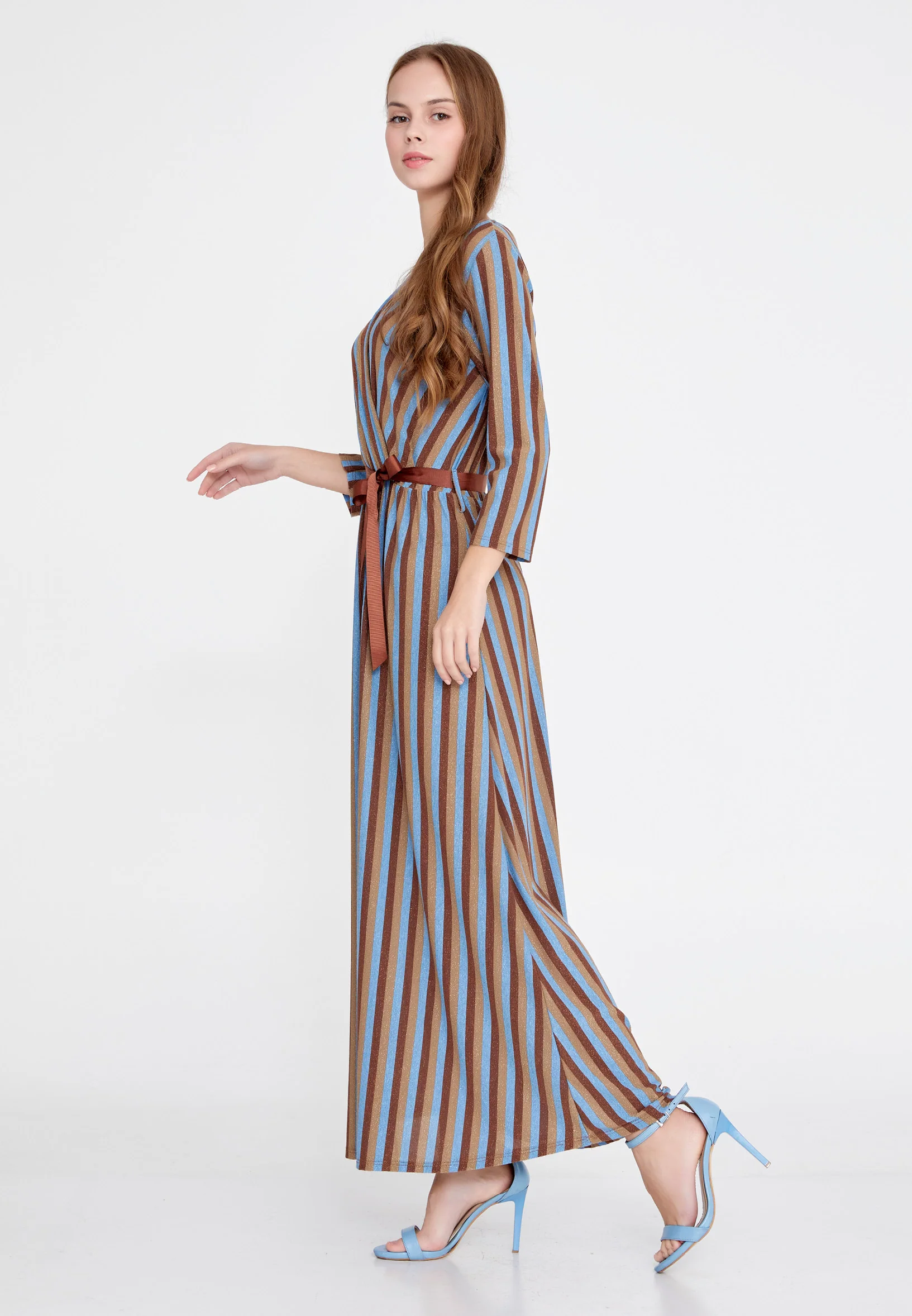 Long Sleeve Maxi Lycra Column Regular Casual Dress esl072abito - Image 3