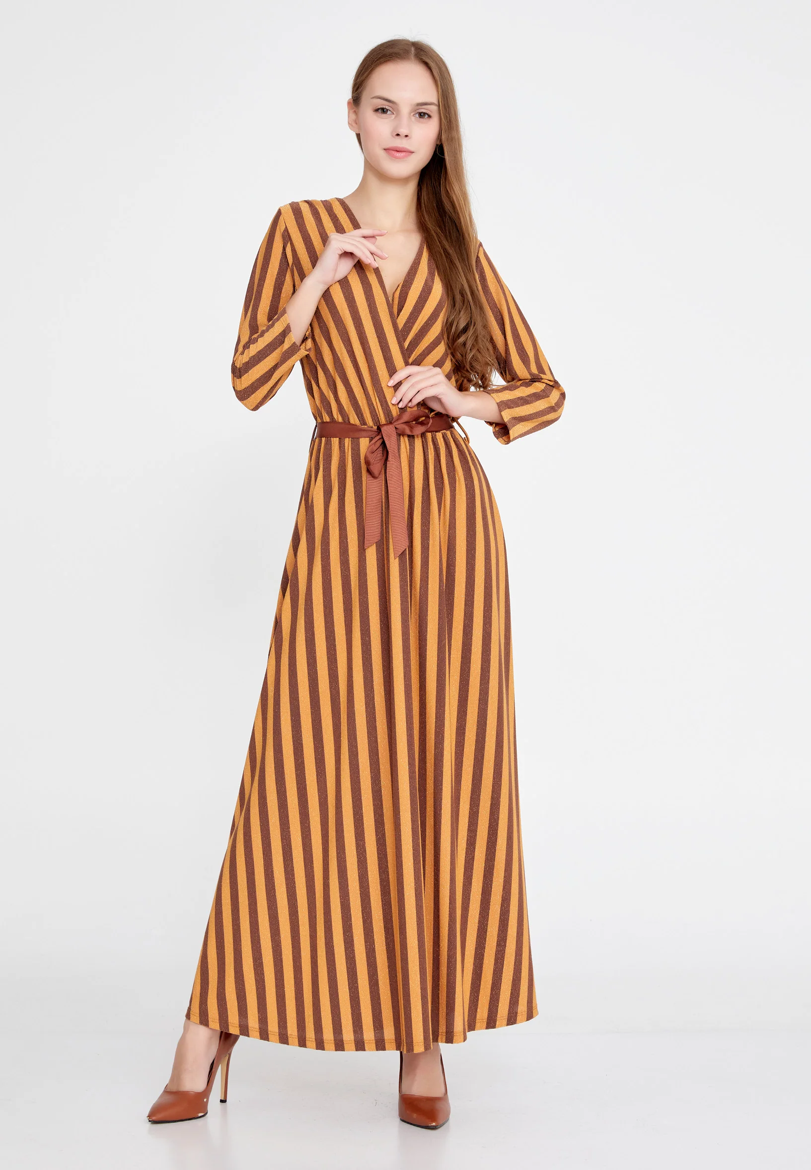 Long Sleeve Maxi Lycra Column Regular Casual Dress esl072abito - Image 5