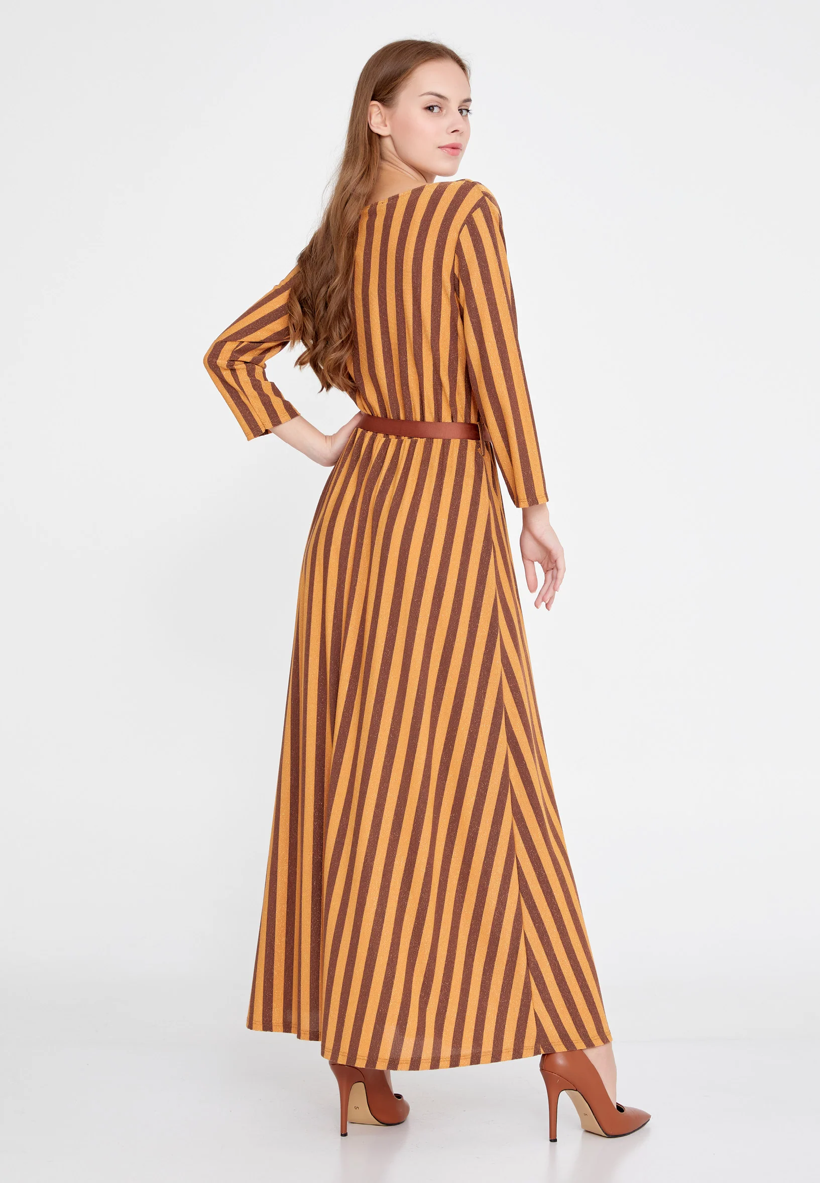 Long Sleeve Maxi Lycra Column Regular Casual Dress esl072abito - Image 6