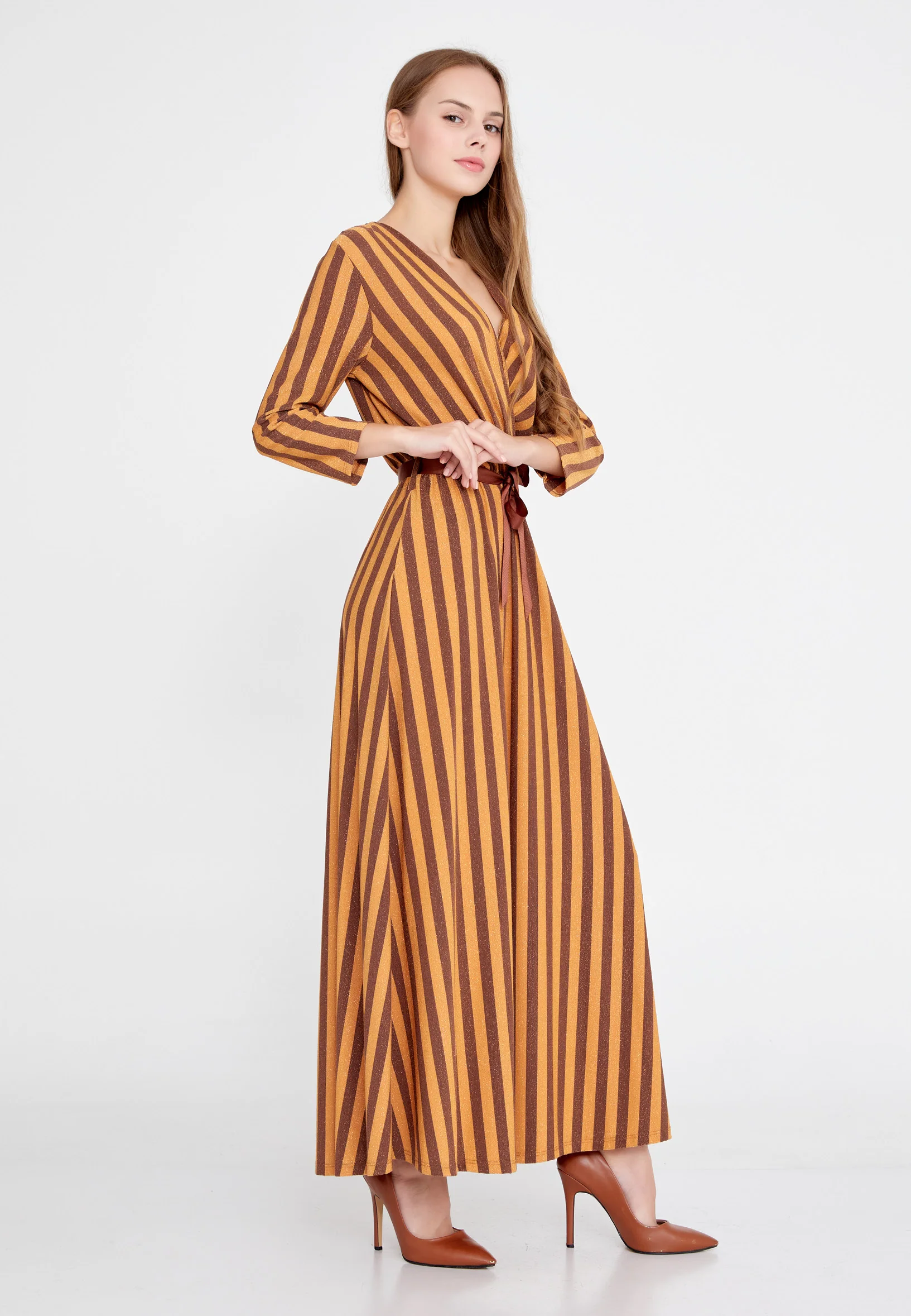 Long Sleeve Maxi Lycra Column Regular Casual Dress esl072abito - Image 7