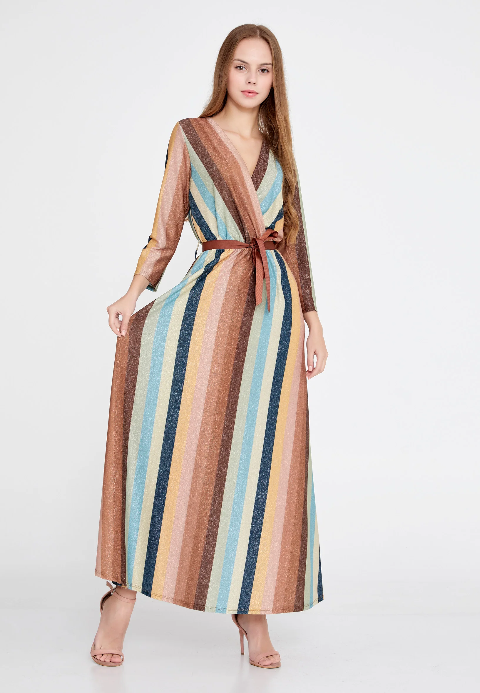 Long Sleeve Maxi Lycra Column Regular Casual Dress esl072abito - Image 9