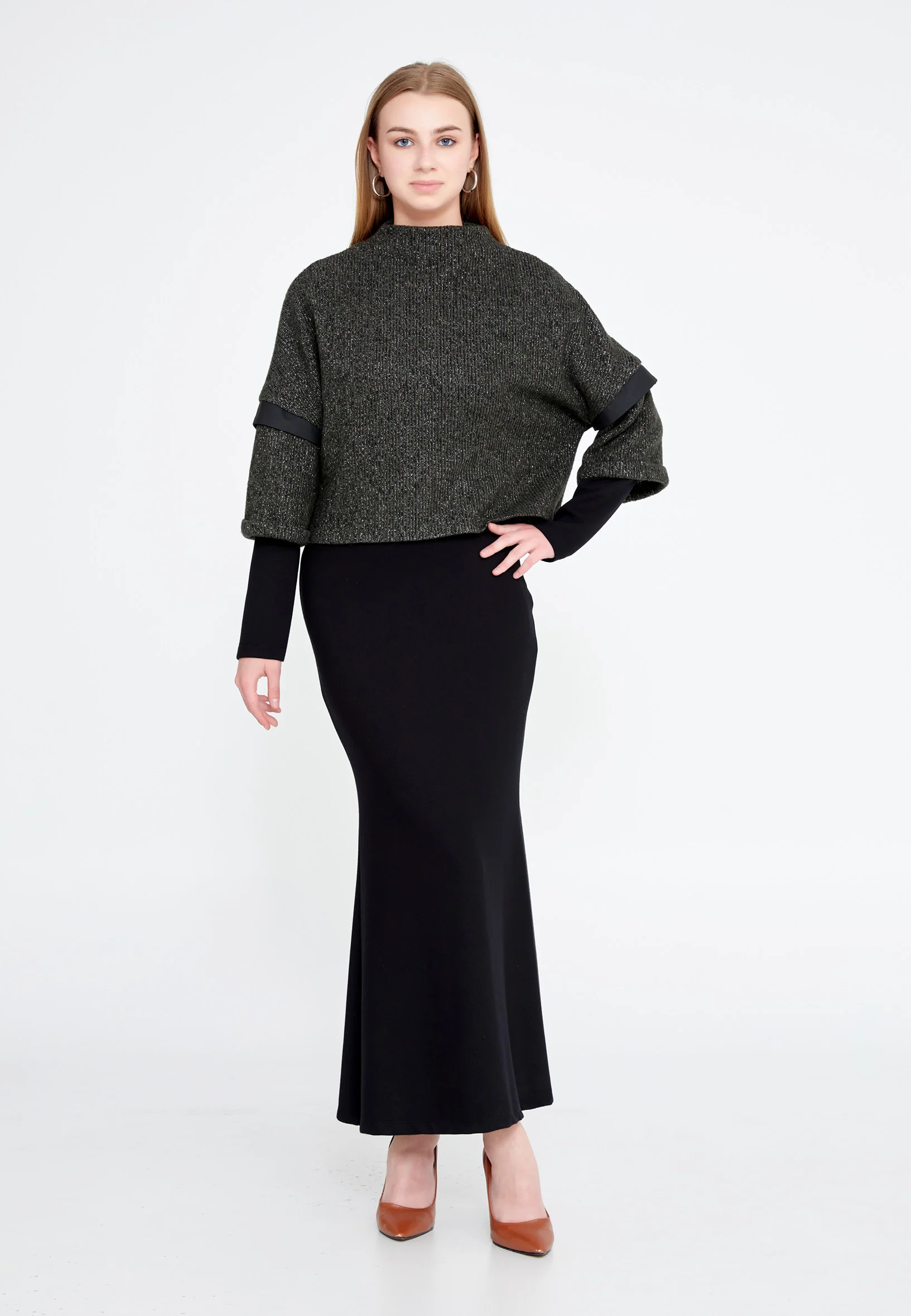 Long Sleeve Maxi Lycra Column Regular Casual Dress huk2304