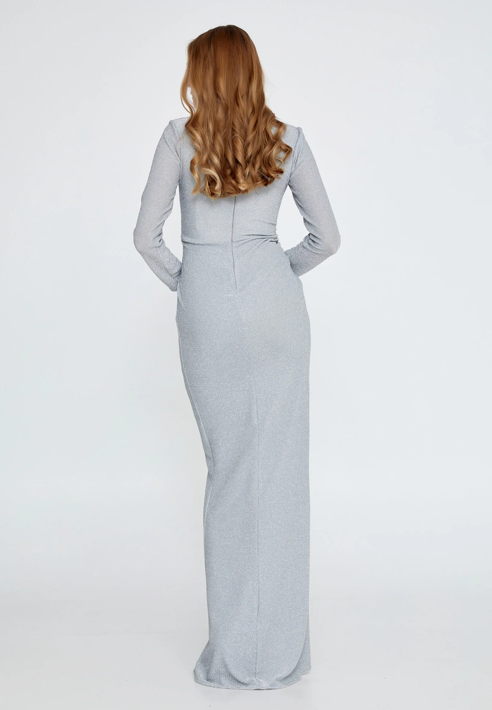 Long Sleeve Maxi Lycra Column Regular Evening Dress ron7311 - Image 10