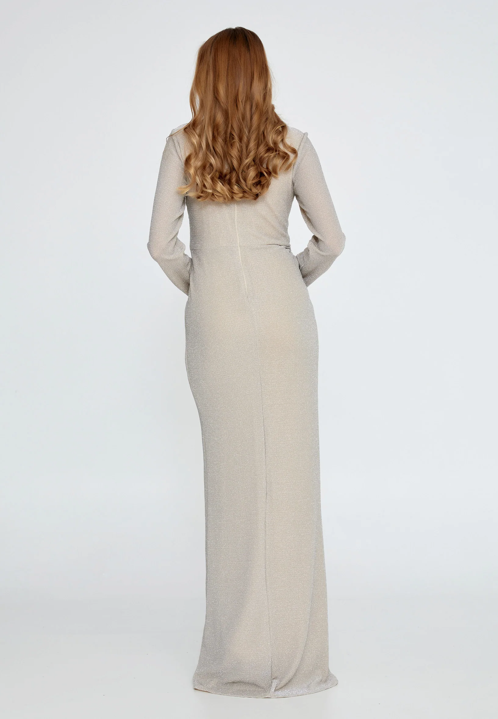 Long Sleeve Maxi Lycra Column Regular Evening Dress ron7311 - Image 2
