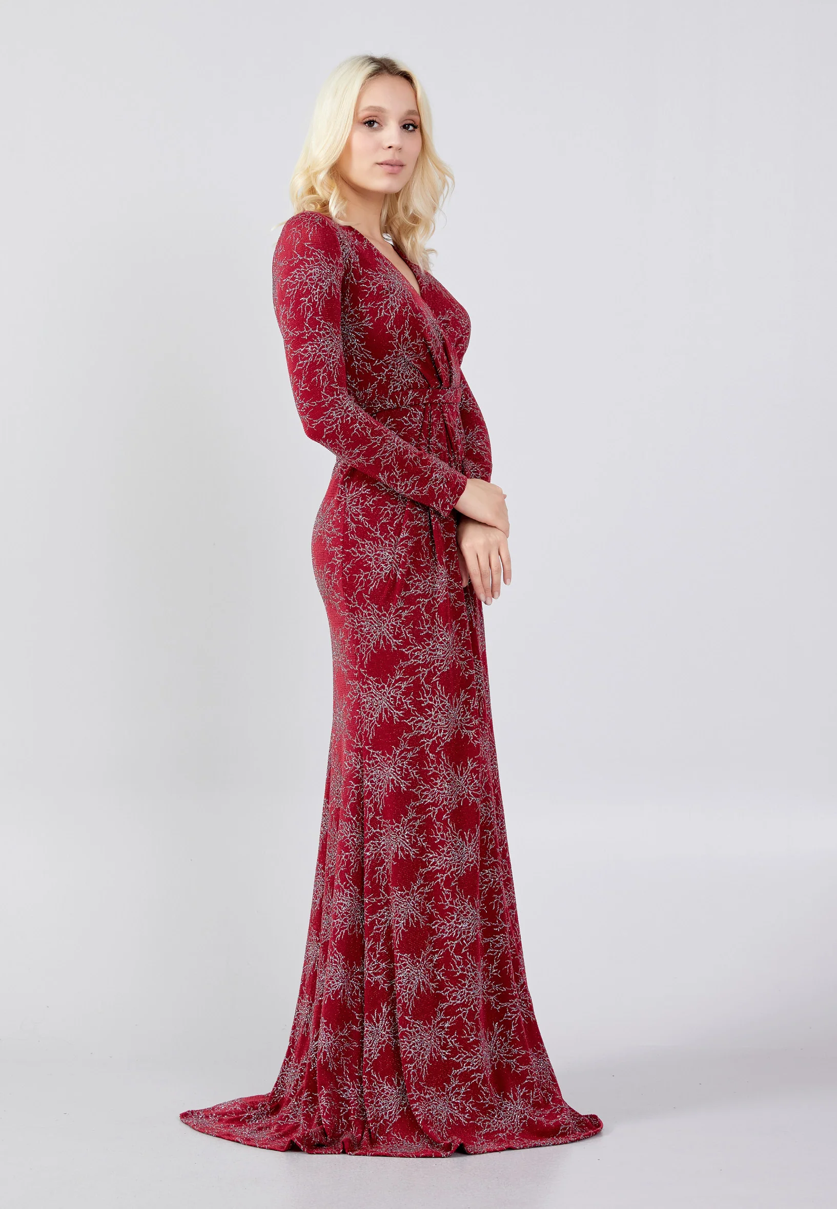 Long Sleeve Maxi Lycra Column Regular Wedding Guest Dress frc6444 - Image 23