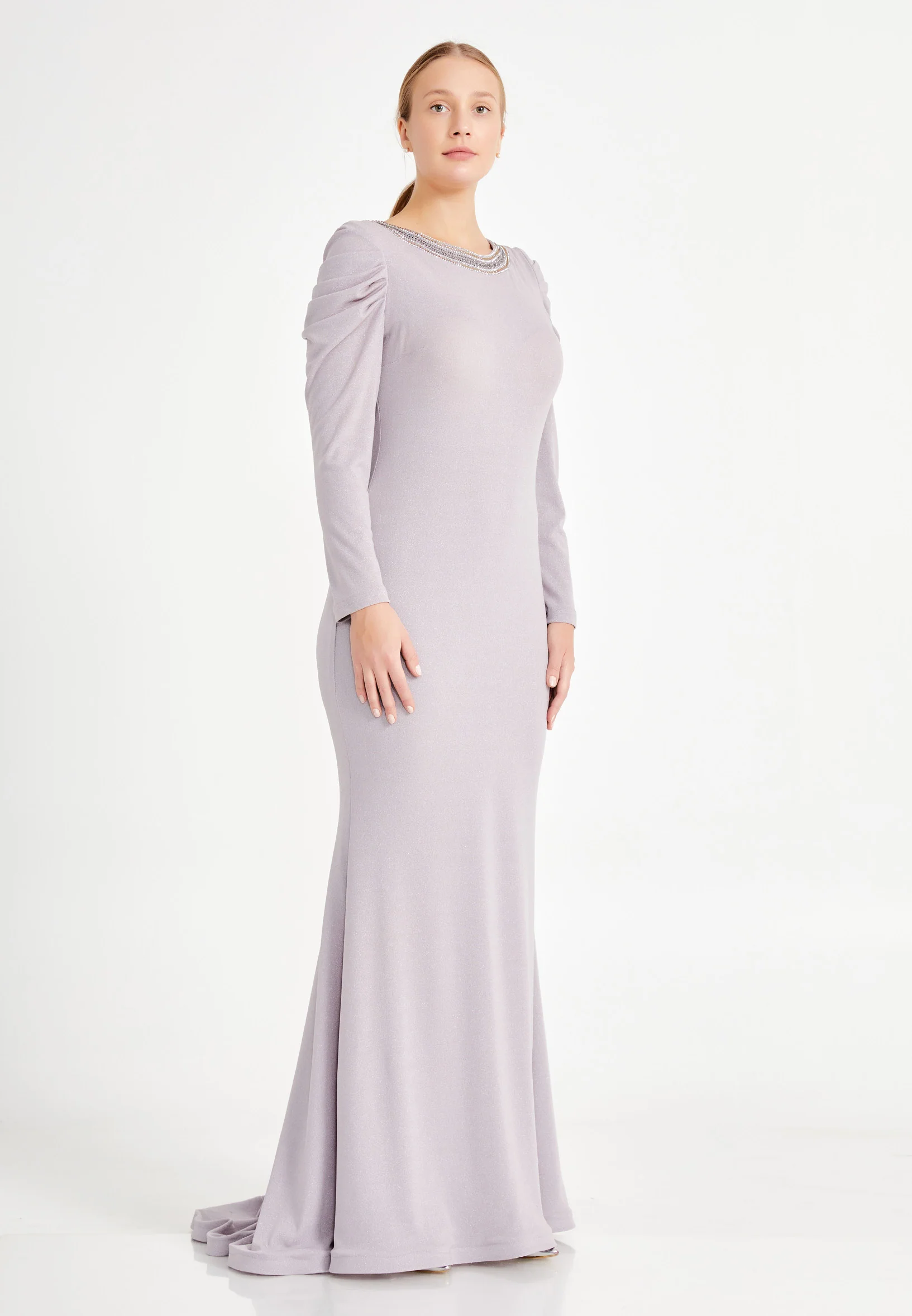 Long Sleeve Maxi Lycra Mermaid Plus Size Evening Dress frc6464-b - Image 11