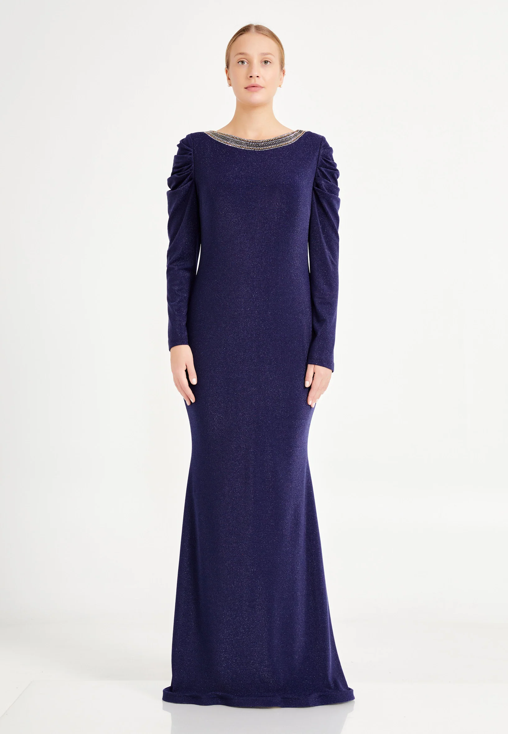 Long Sleeve Maxi Lycra Mermaid Plus Size Evening Dress frc6464-b - Image 13