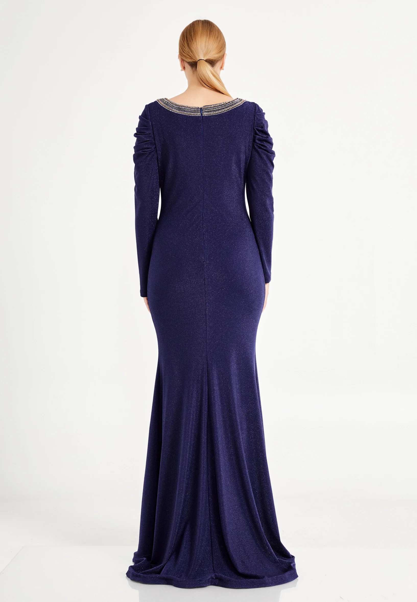 Long Sleeve Maxi Lycra Mermaid Plus Size Evening Dress frc6464-b - Image 14