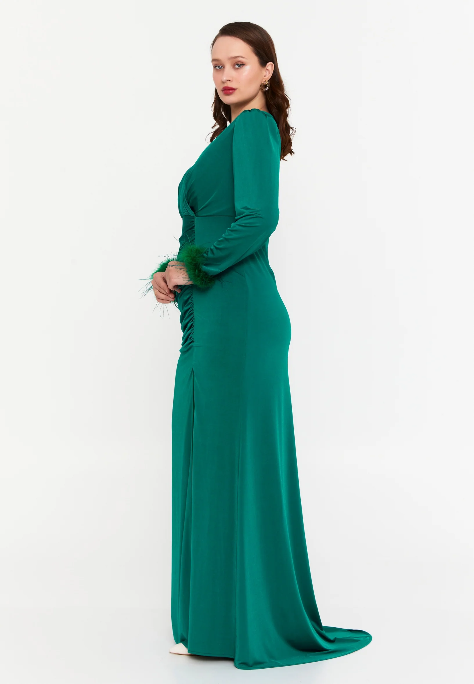 Long Sleeve Maxi Lycra Mermaid Plus Size Evening Dress msp77317 - Image 11