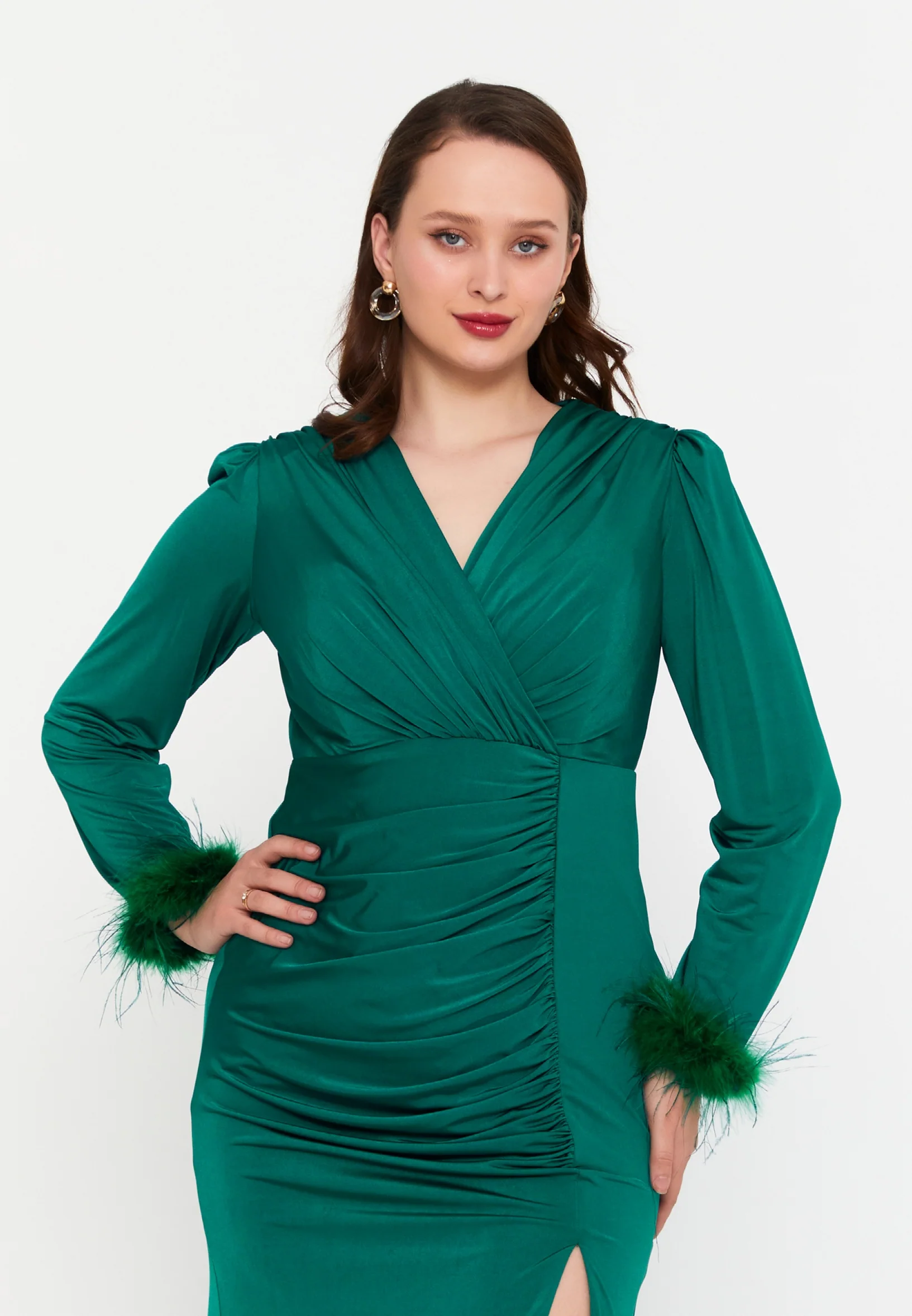 Long Sleeve Maxi Lycra Mermaid Plus Size Evening Dress msp77317 - Image 12
