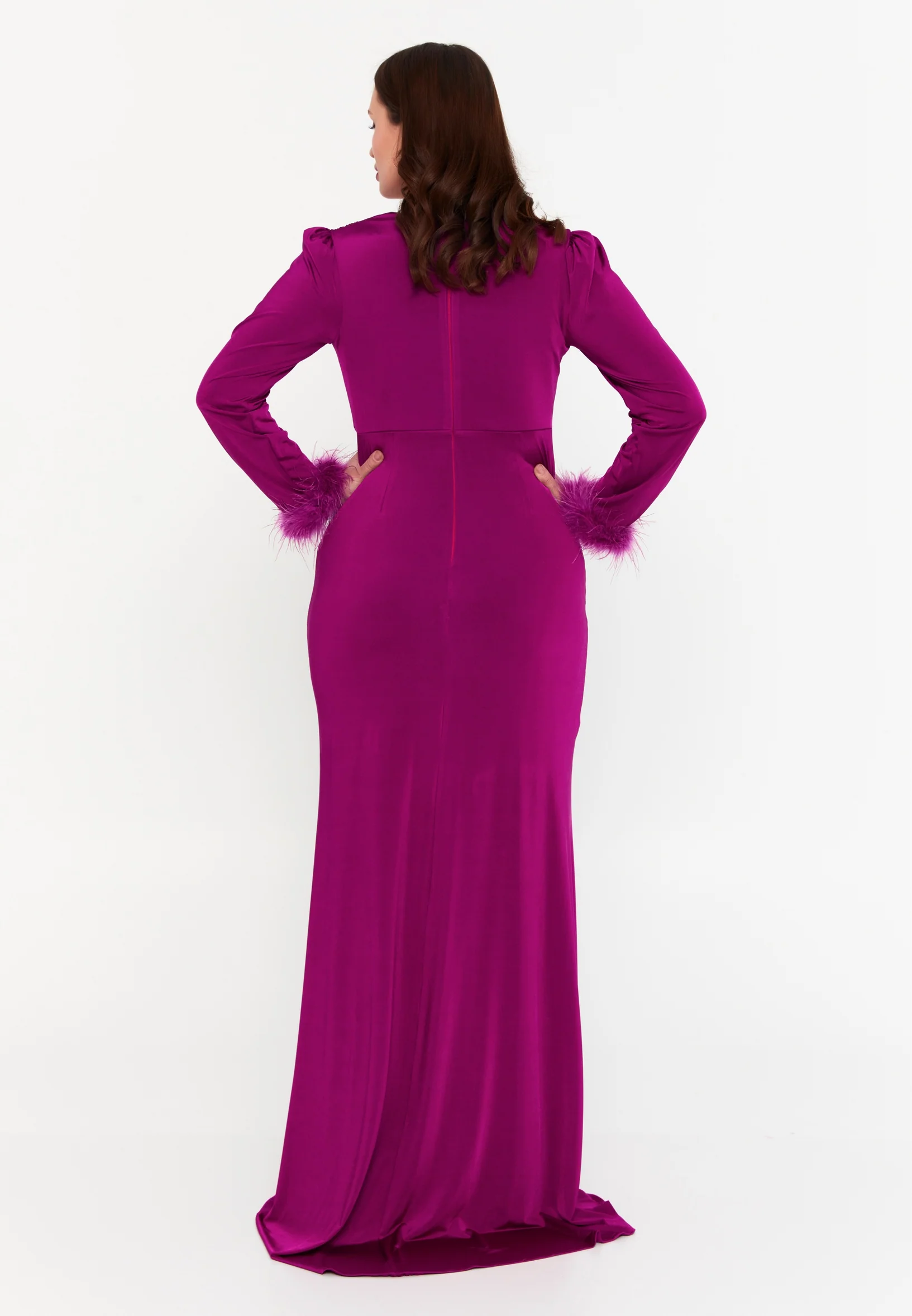 Long Sleeve Maxi Lycra Mermaid Plus Size Evening Dress msp77317 - Image 16