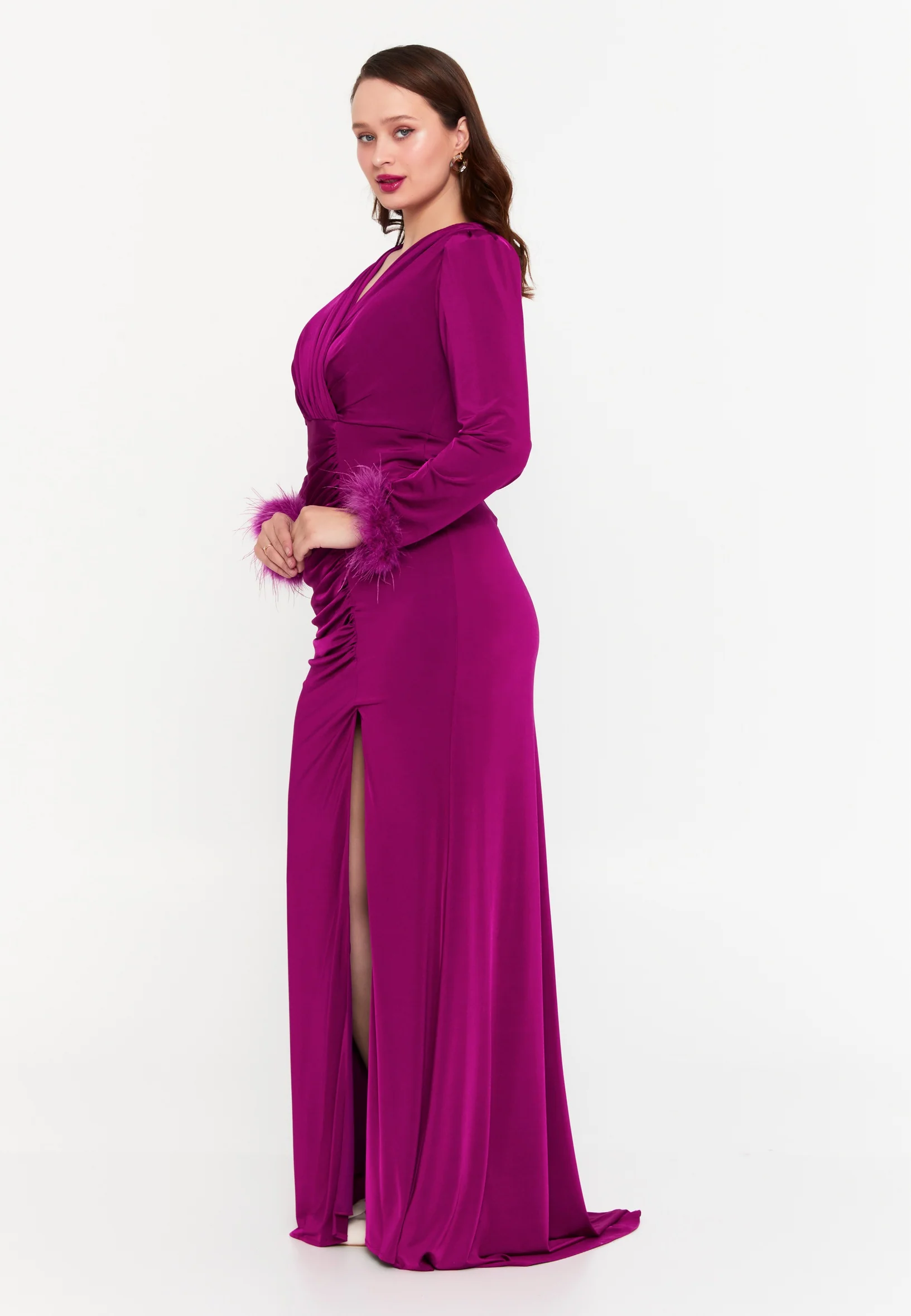 Long Sleeve Maxi Lycra Mermaid Plus Size Evening Dress msp77317 - Image 17