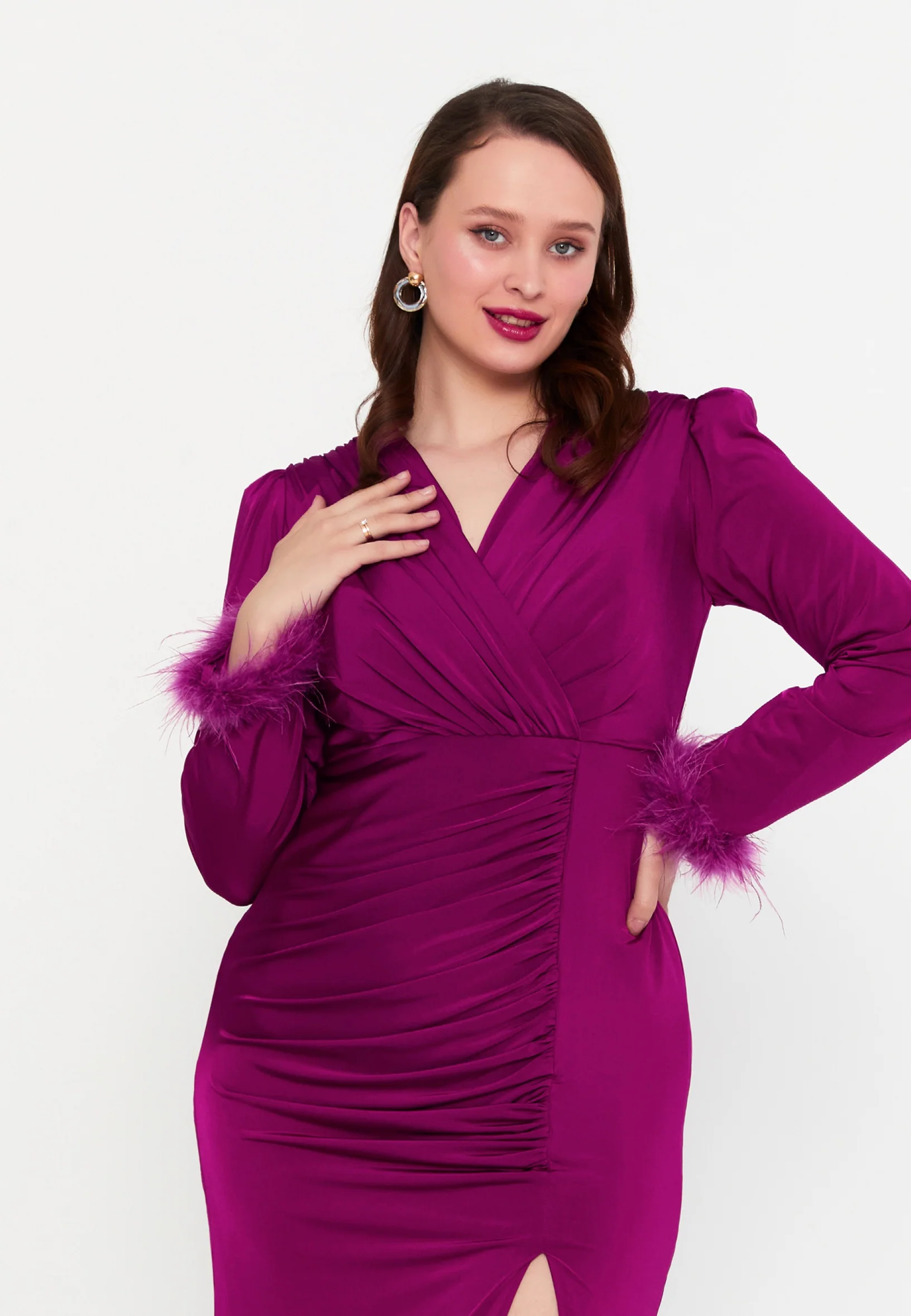 Long Sleeve Maxi Lycra Mermaid Plus Size Evening Dress msp77317 - Image 18